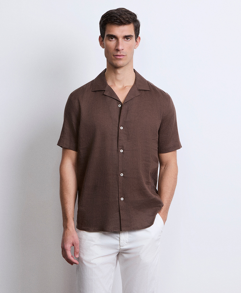 Markup Uomo Camicie Camicia collo riviera in lino camicia