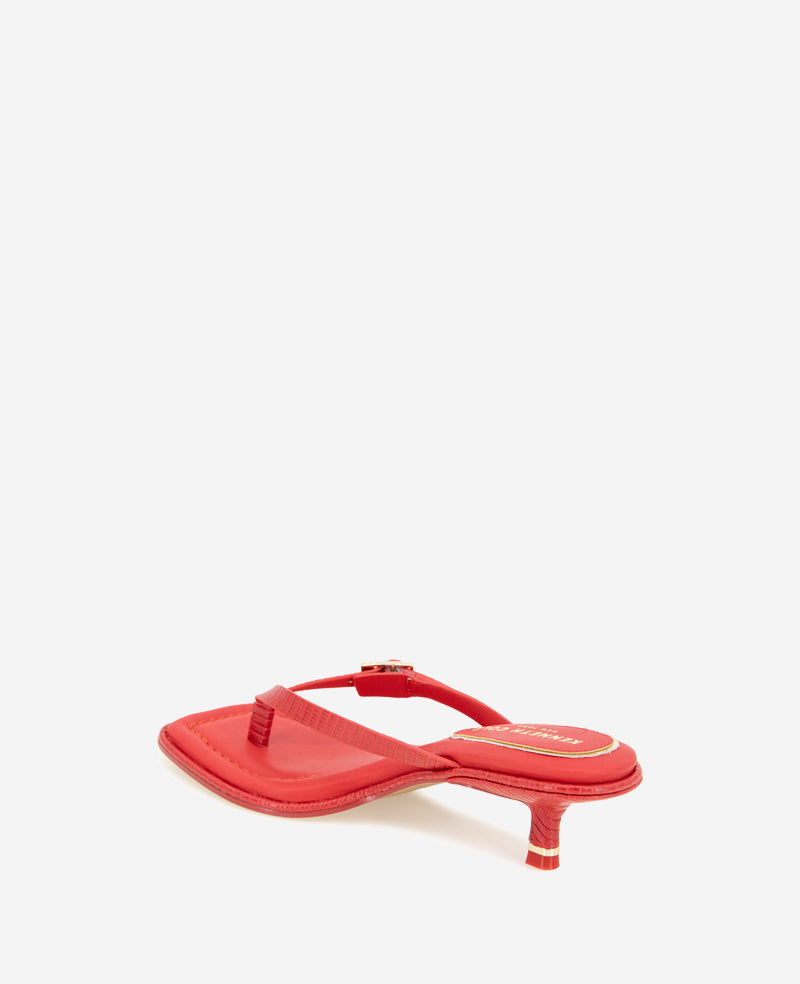 Kenneth Cole Reaction Shoes Gillie Embossed Lizard Kitten Heel Buckle Sandal sandali red lizard tacco 2 pollici