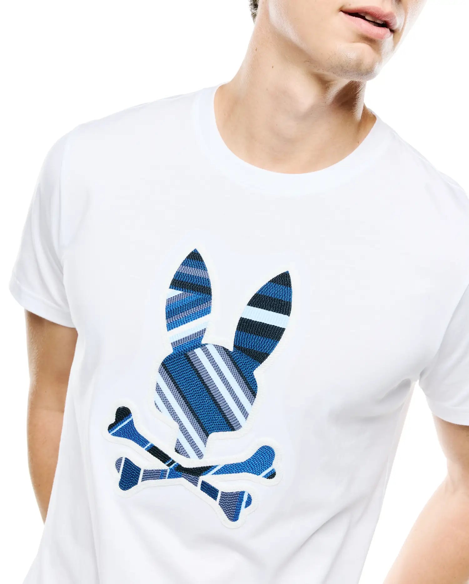 Psycho Bunny Men's Tees Drew Graphic Tee T-shirt bianca in cotone Pima
