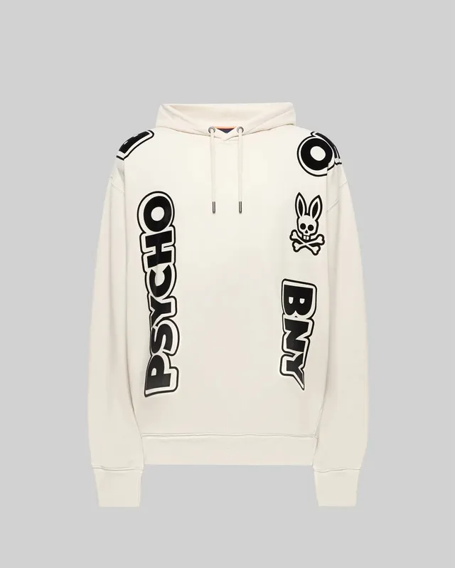 Psycho Bunny Men's Sweatshirts & Hoodies MENS TOBY OVERSIZED HOODIE MT0500133 felpa bianca