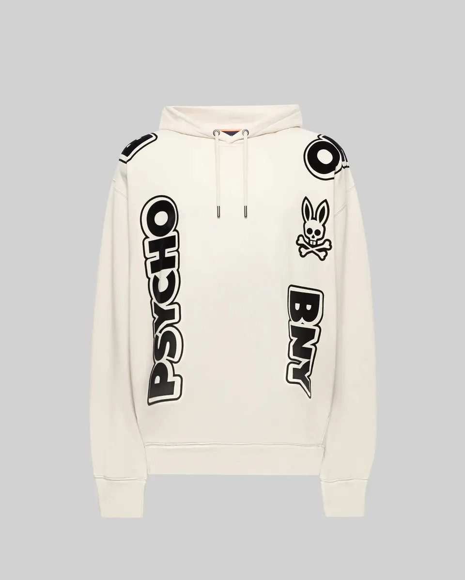 Psycho Bunny Men's Sweatshirts & Hoodies MENS TOBY OVERSIZED HOODIE MT0500133 felpa bianca
