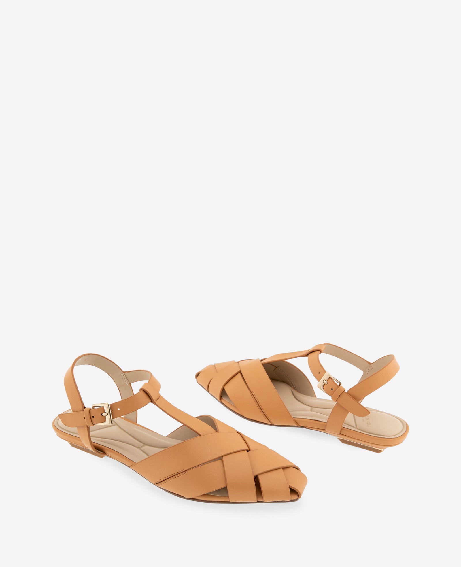 Kenneth Cole Reaction Shoes Bindy Woven Leather T-Strap Sandal sandali Butter Leather