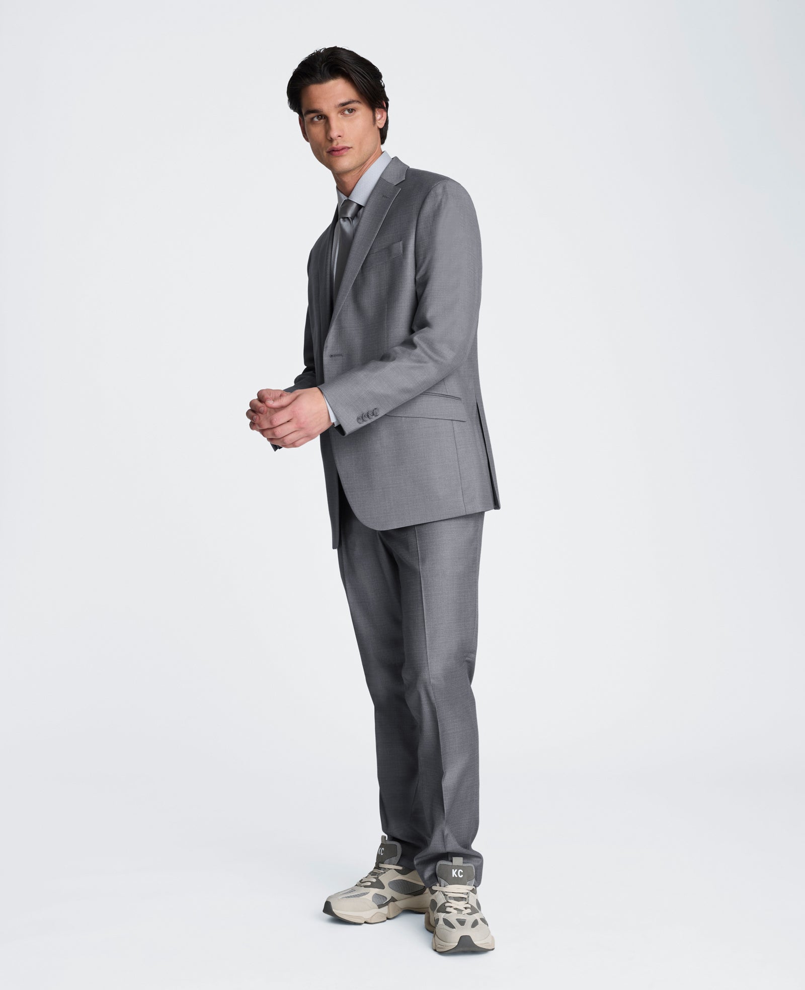 Kenneth Cole Reaction Clothing Slim-Fit Stretch Suit Separate Jacket giacca grigio chiaro