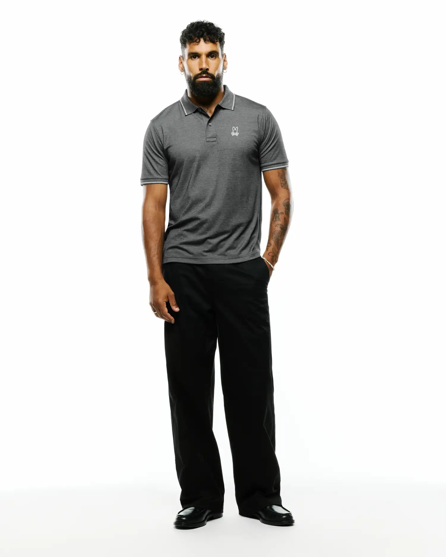 Psycho Bunny Men's Polos Joji Performance Polo polo Heather Storm slim fit