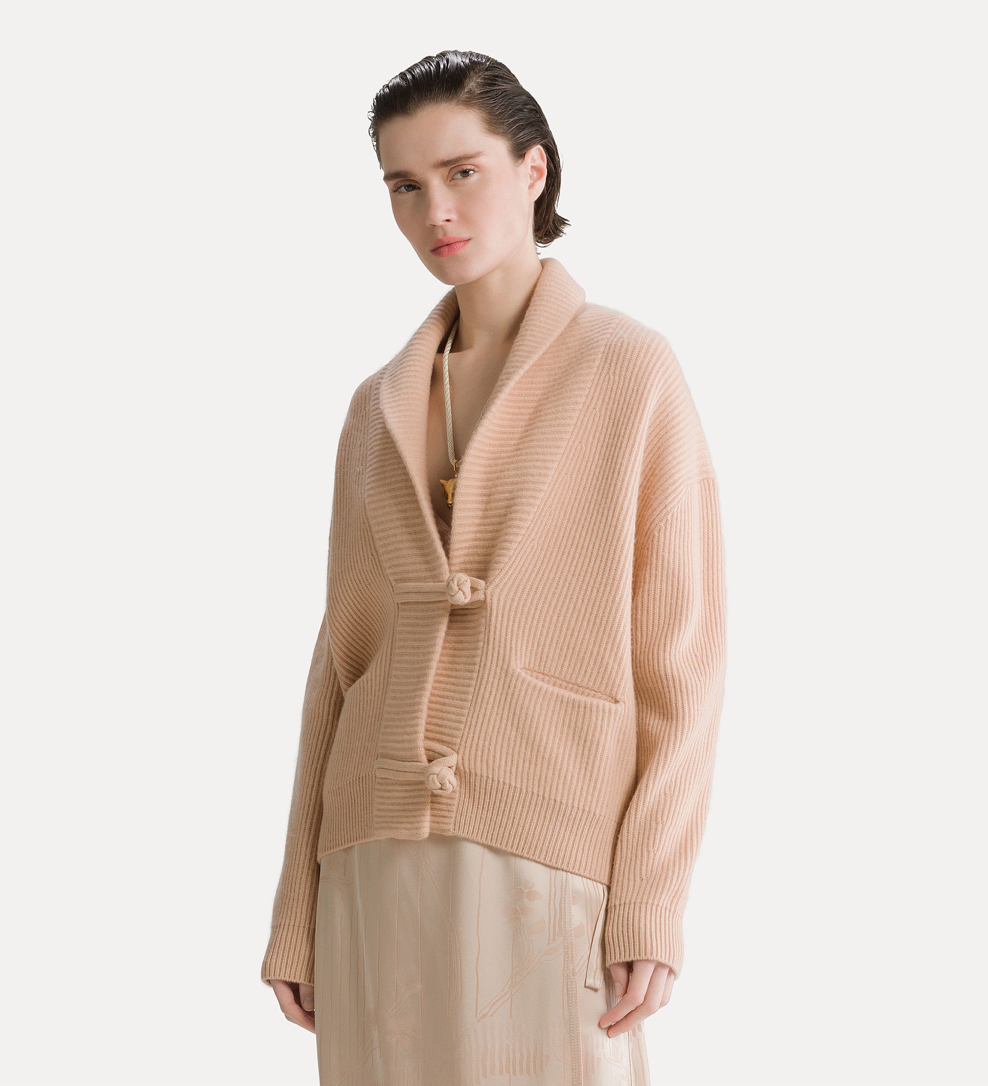 Forte maglieria cardigan a coste lana e cashmere cashmere