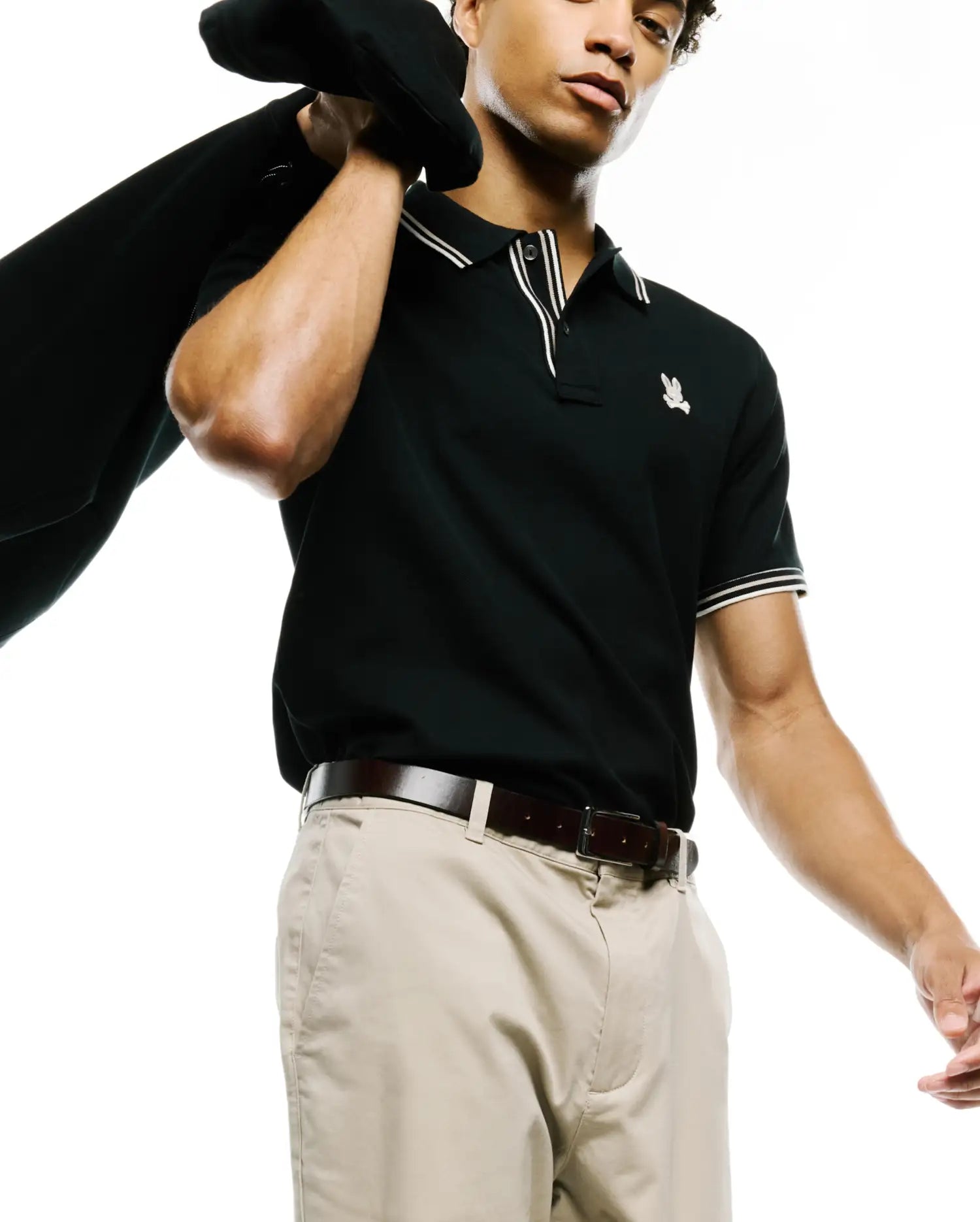 Psycho Bunny Men's Polos Atley polo piqué nero in cotone Pima