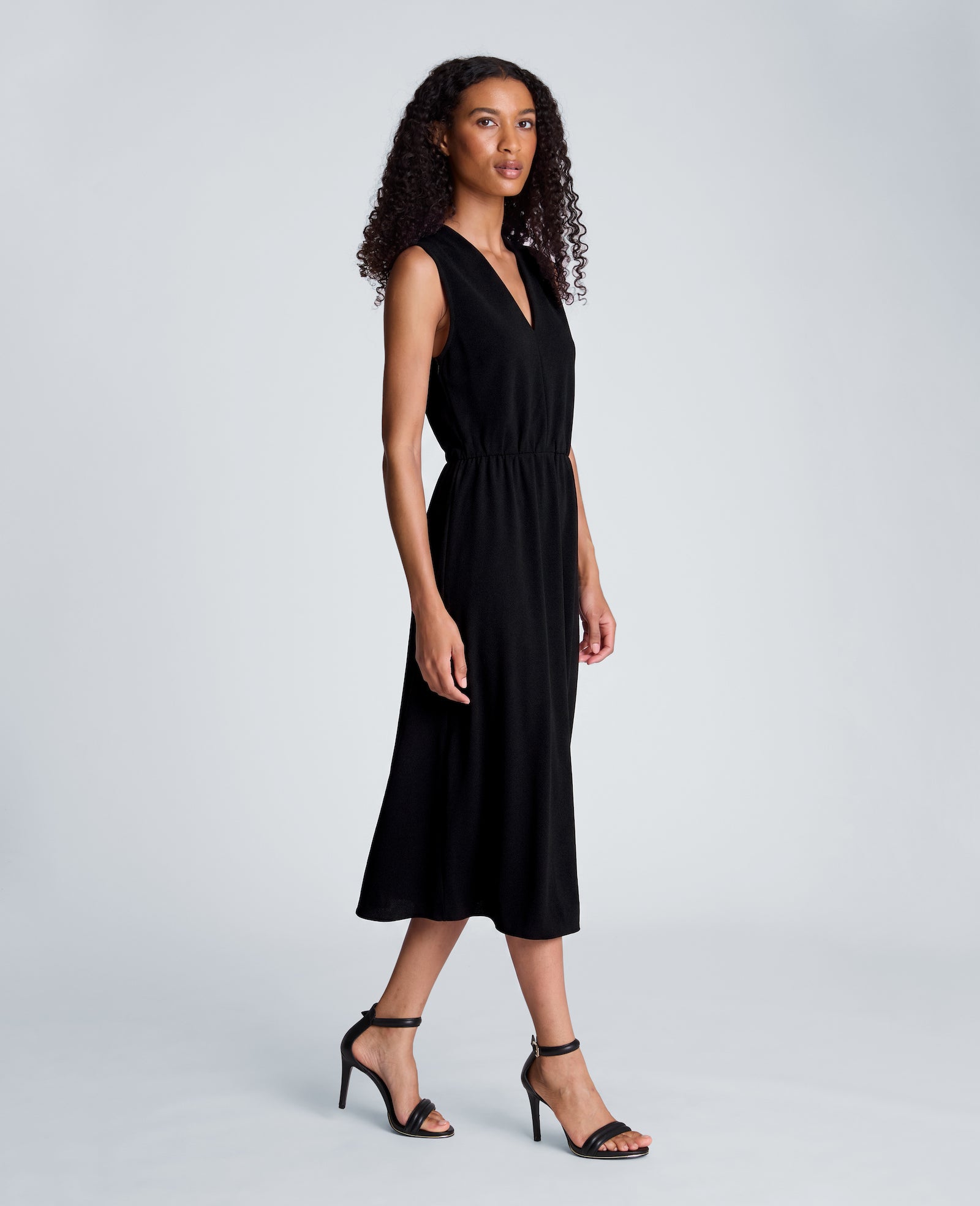 Kenneth Cole Reaction Clothing Asymmetrical Hem Midi Dress abito midi nero in crêpe