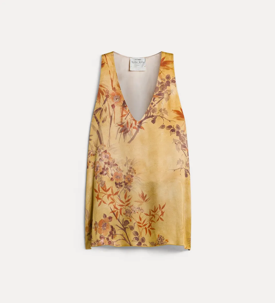 Forte top Le Bambou Secret top in raso heliodore smanicato