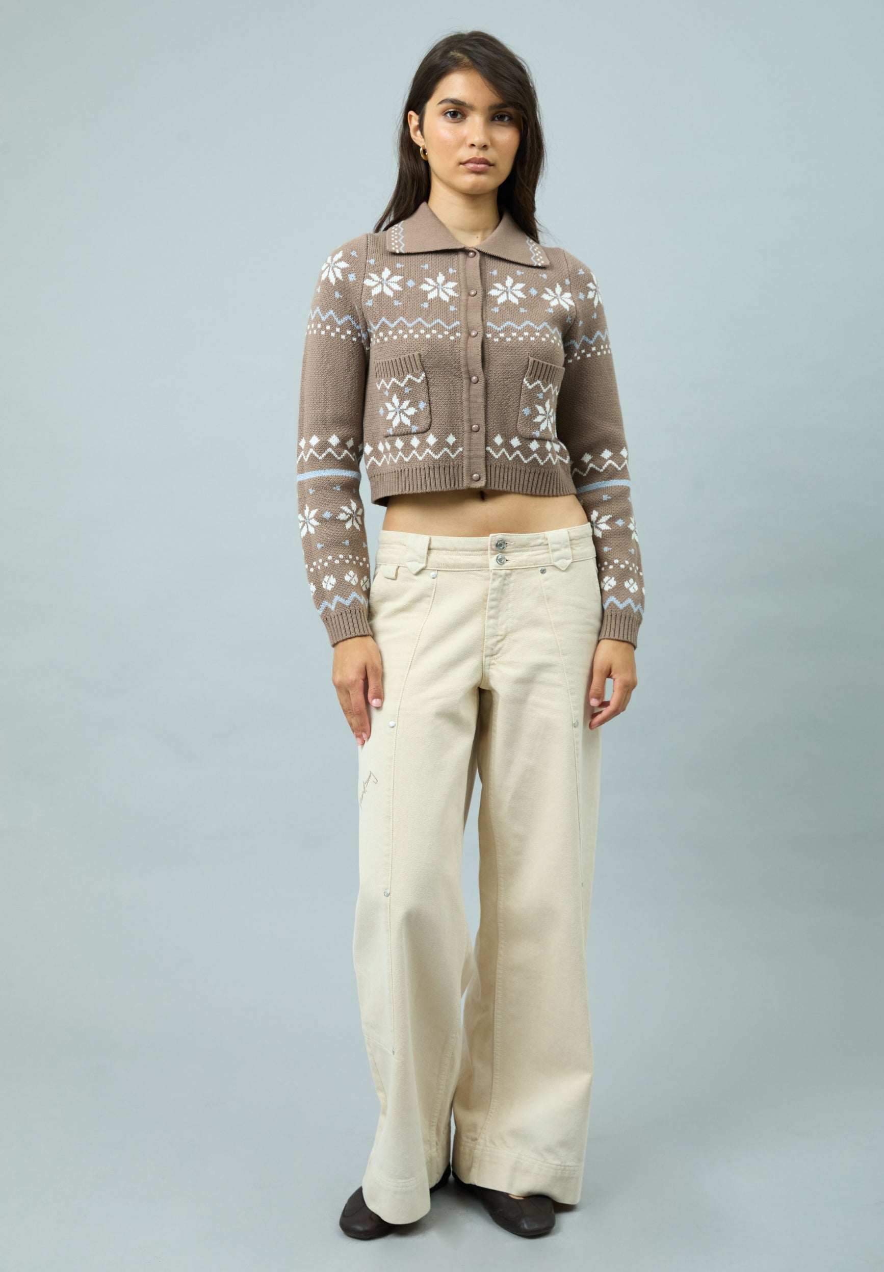 House Of Sunny Women's Knitwear FAIRAISLE TRIPPER cardigan UK 6–18 con sciarpa