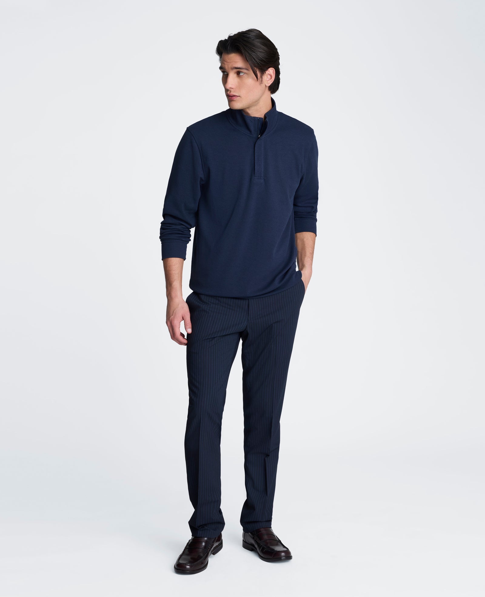 Kenneth Cole Reaction Hidden Placket Quarter Zip Sweater maglione blu navy