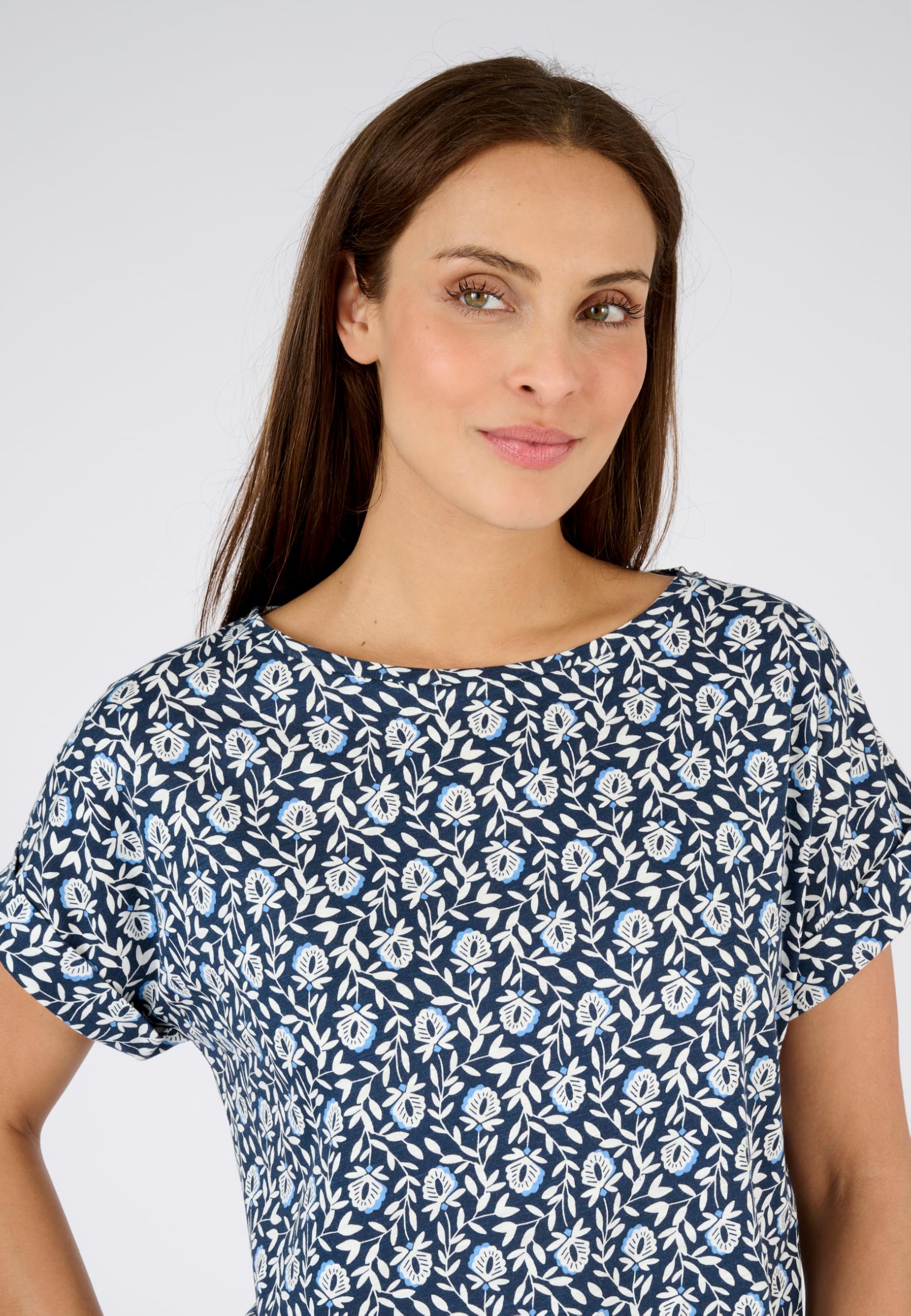 Damart Prêt-à-porter T-shirt Fiammato con stampa vegetale 42-44 cotone modal