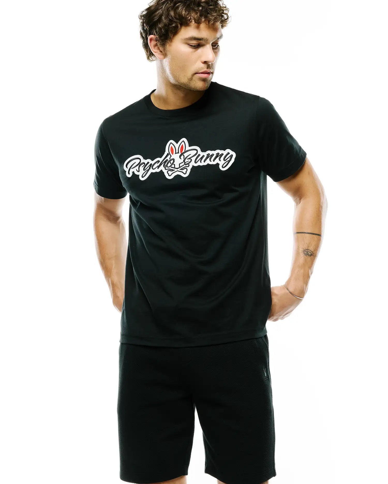 Psycho Bunny Men's Tees Jaydon Pima Cotton Logo Tee maglietta nera Pima