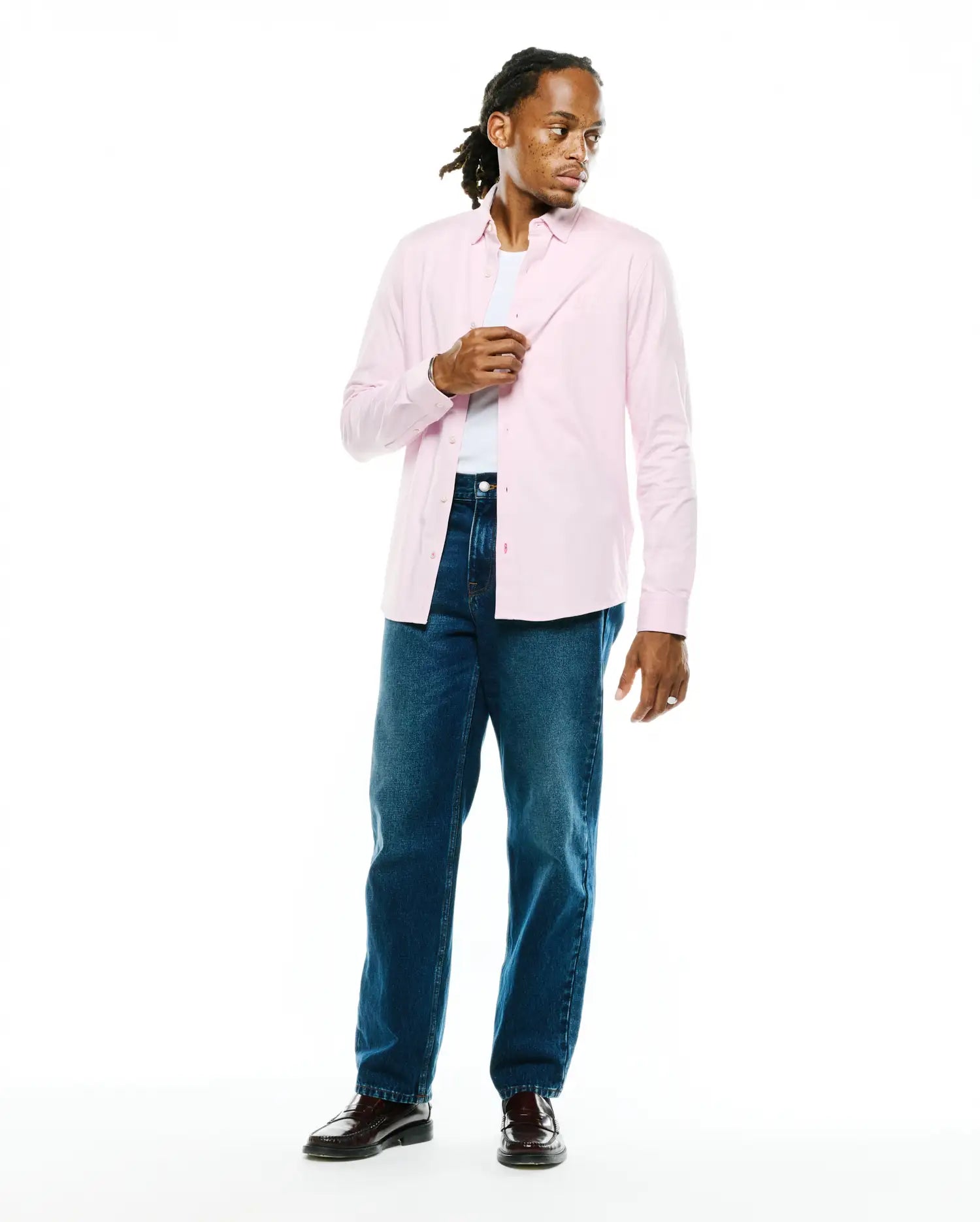 Psycho Bunny Men's Shirts Jim Jersey Longsleeve Shirt MT0300067 camicia rosa XXS-XXXL in cotone elasticizzato