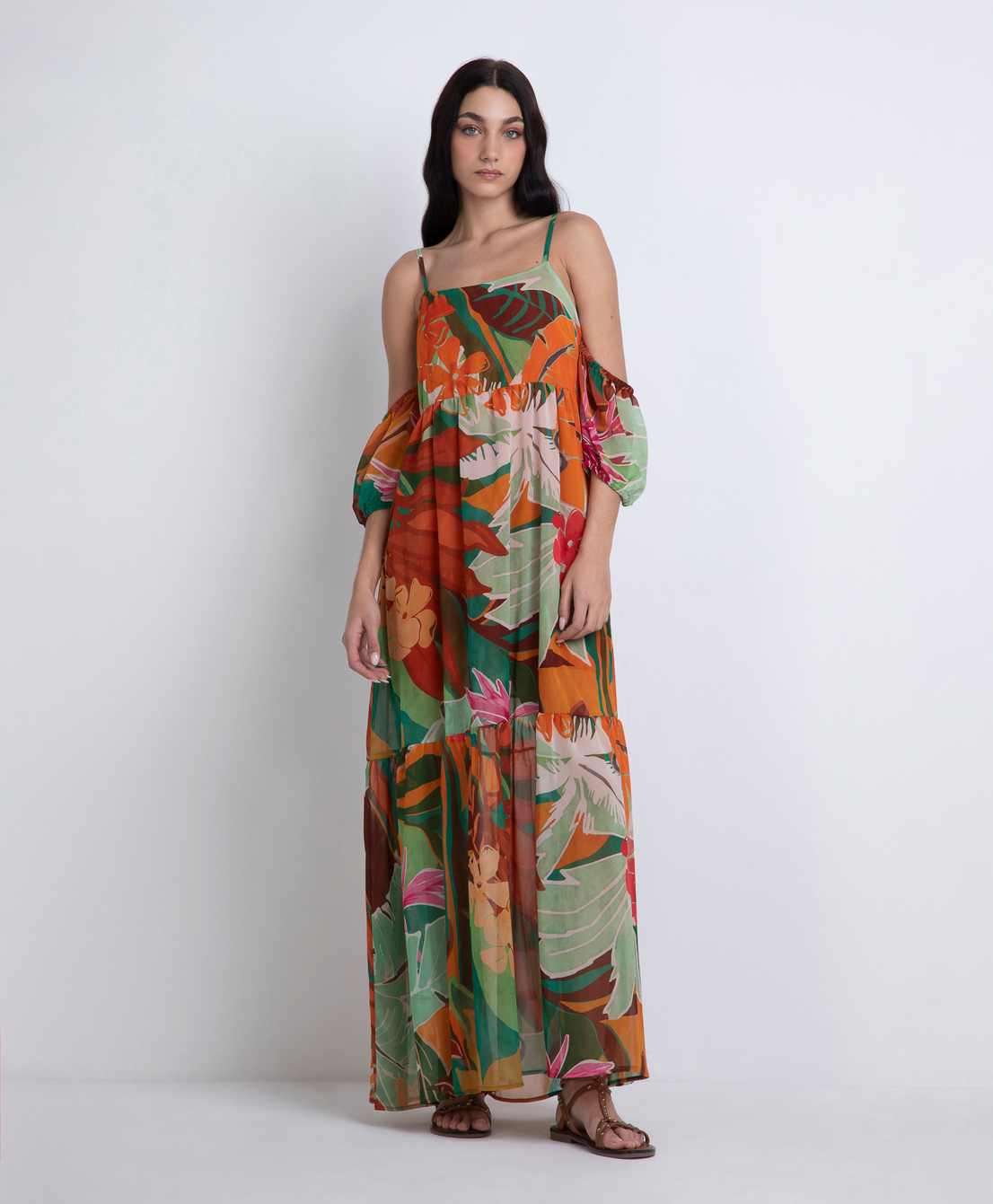 Markup Donna Vestiti Abito lungo stampa tropicale abito lungo