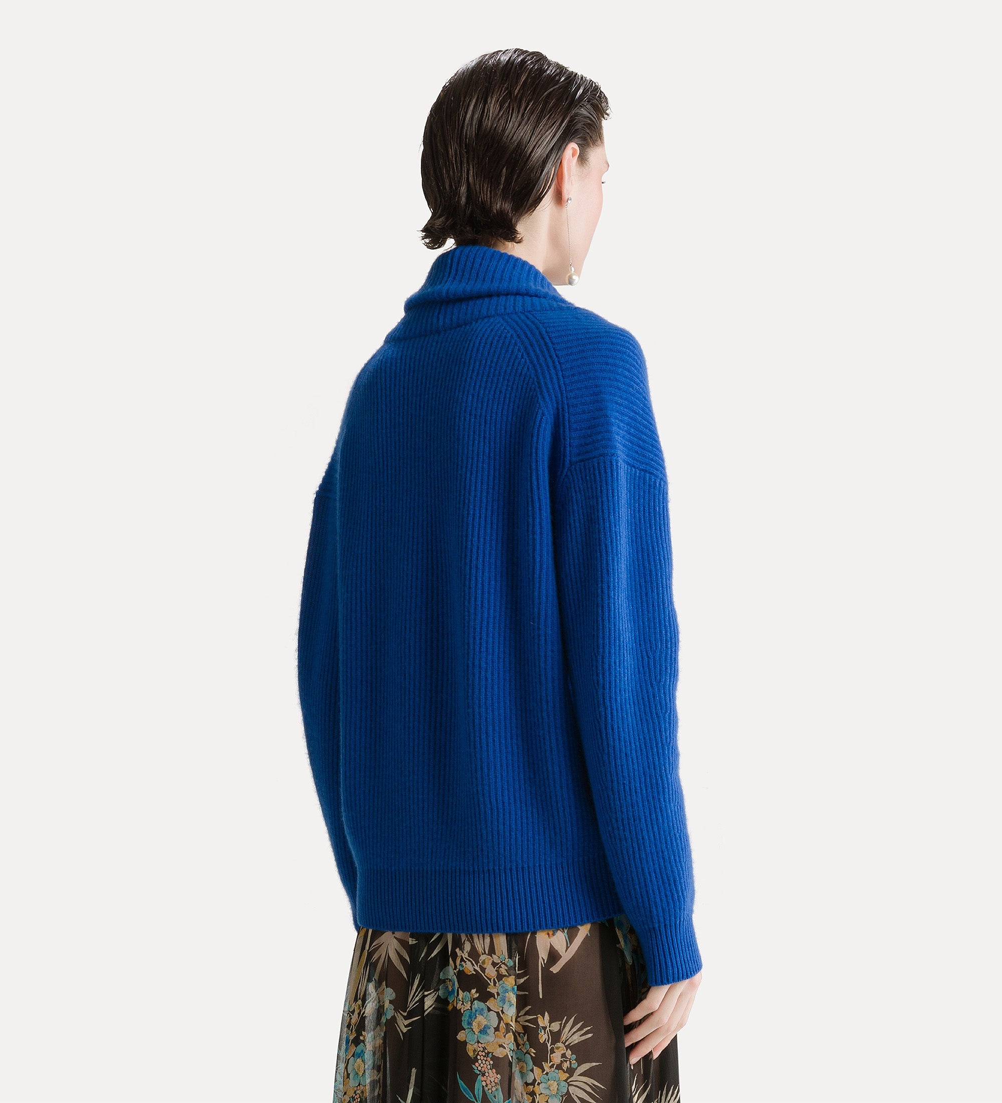 Forte maglieria cardigan in lana e cashmere lapislazzuli
