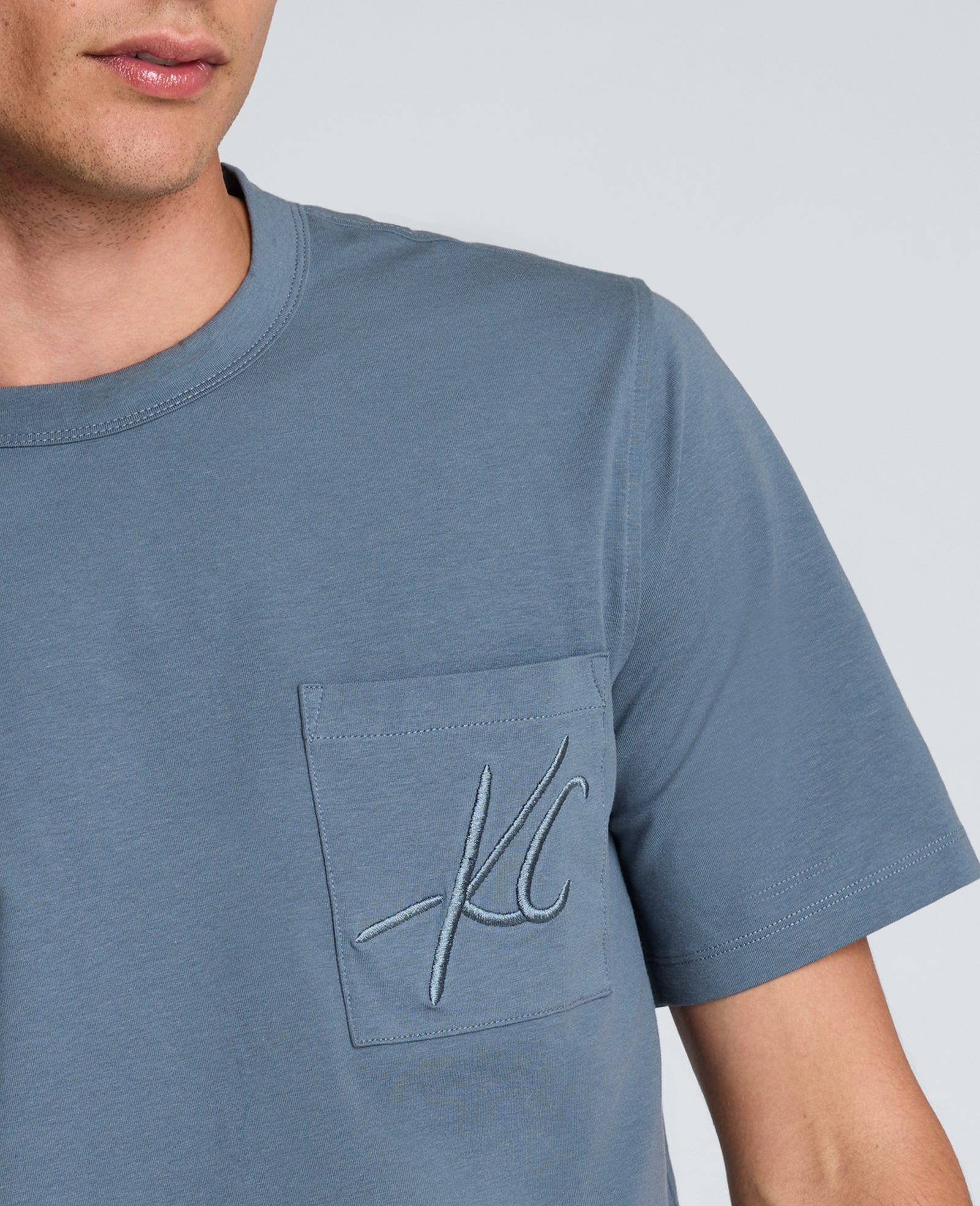 Kenneth Cole Reaction Clothing Crew Tee with Pocket t-shirt blu oversize