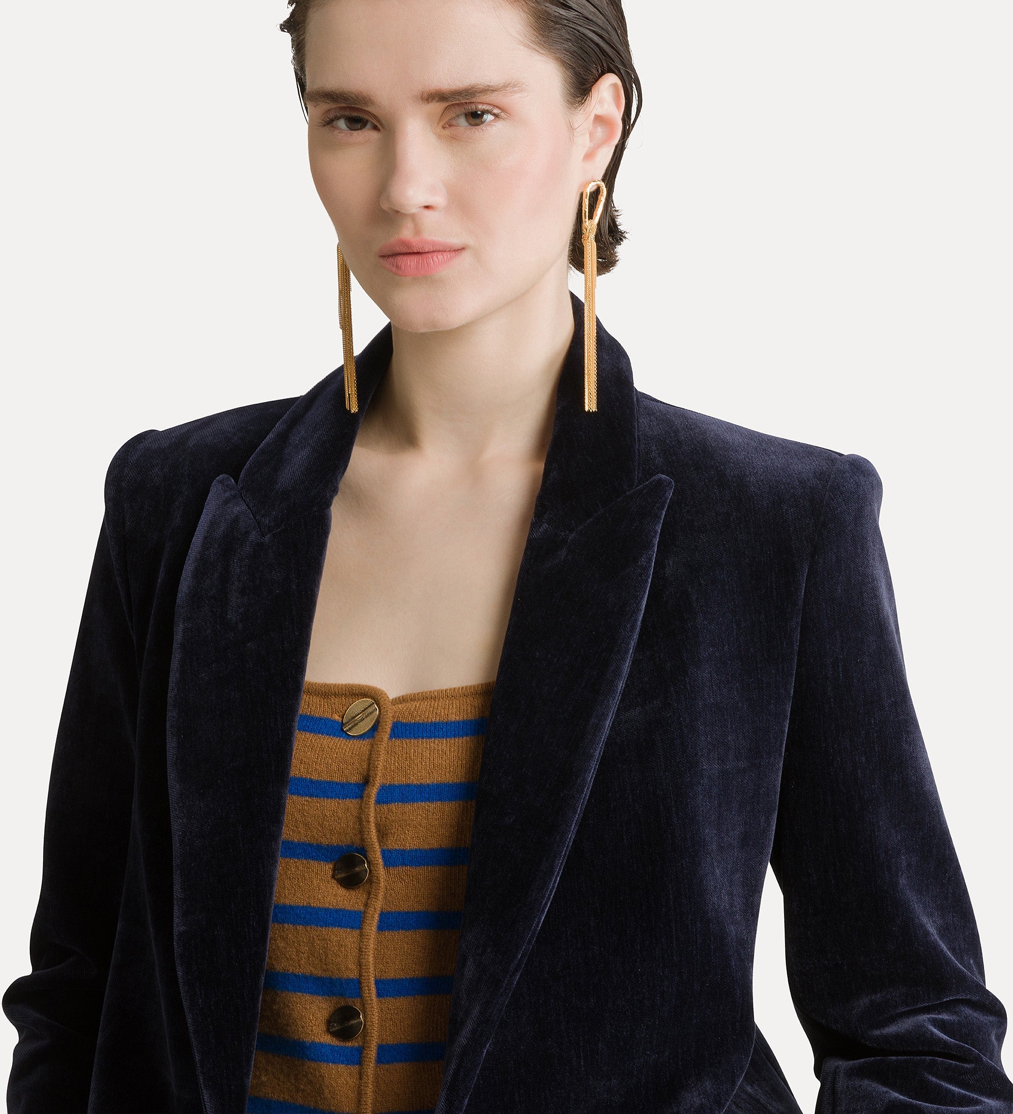 Forte giacche Blazer doppiopetto in velluto notte