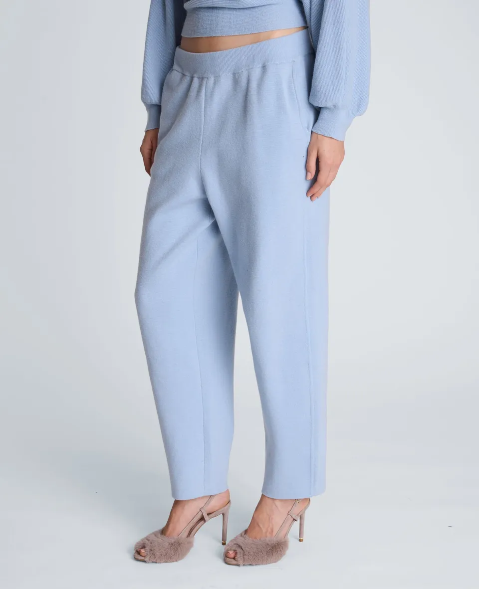 Kenneth Cole Reaction Clothing Barrel Leg Sweater Pull On Pant pantaloni blu in maglia