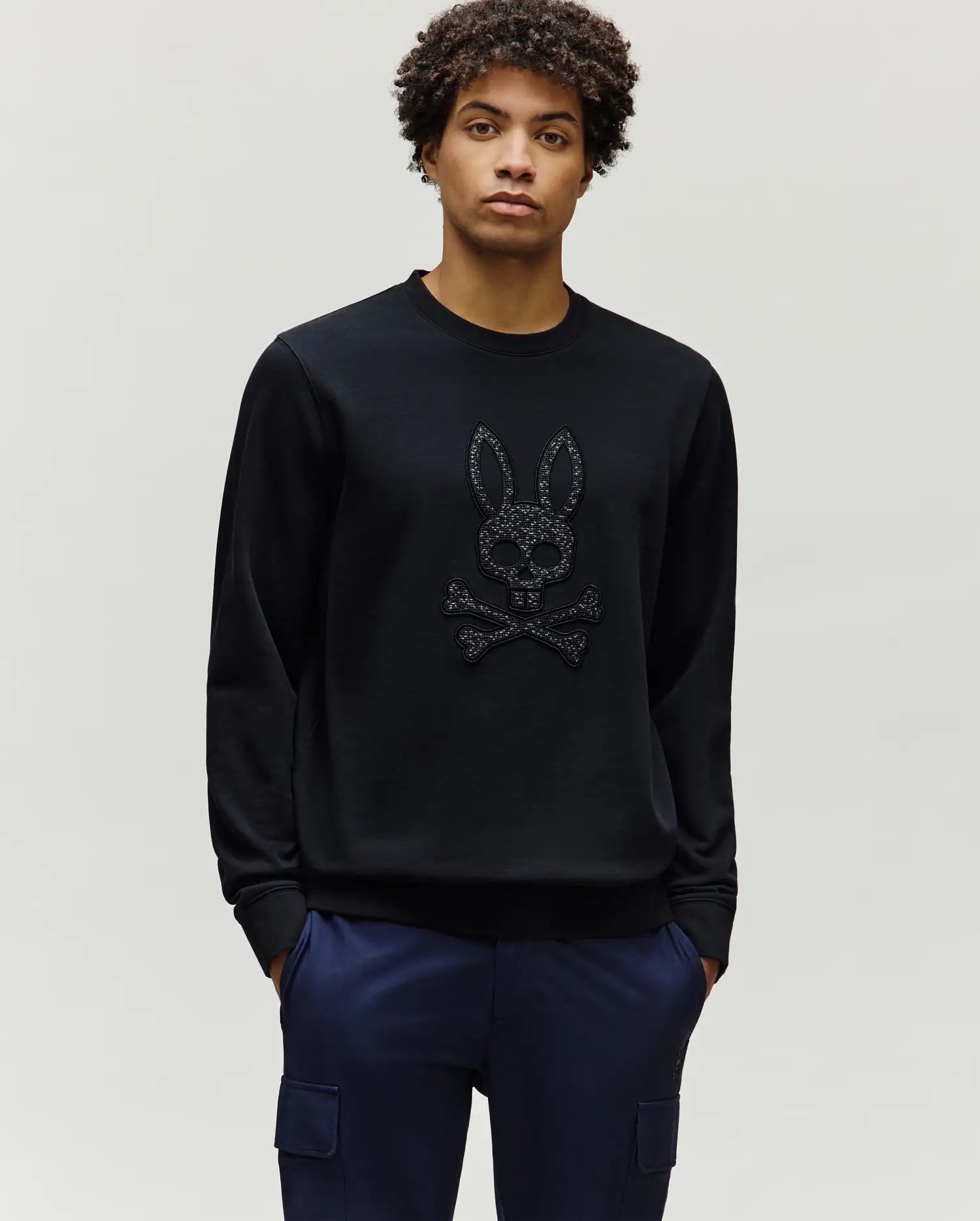 Psycho Bunny Men's Sweatshirts & Hoodies Gabin Textured Crew felpa nera