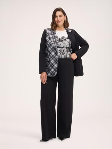 Fiorella Rubino Pantaloni Pantaloni Wide Leg con Banda Check pantaloni 58 Plus