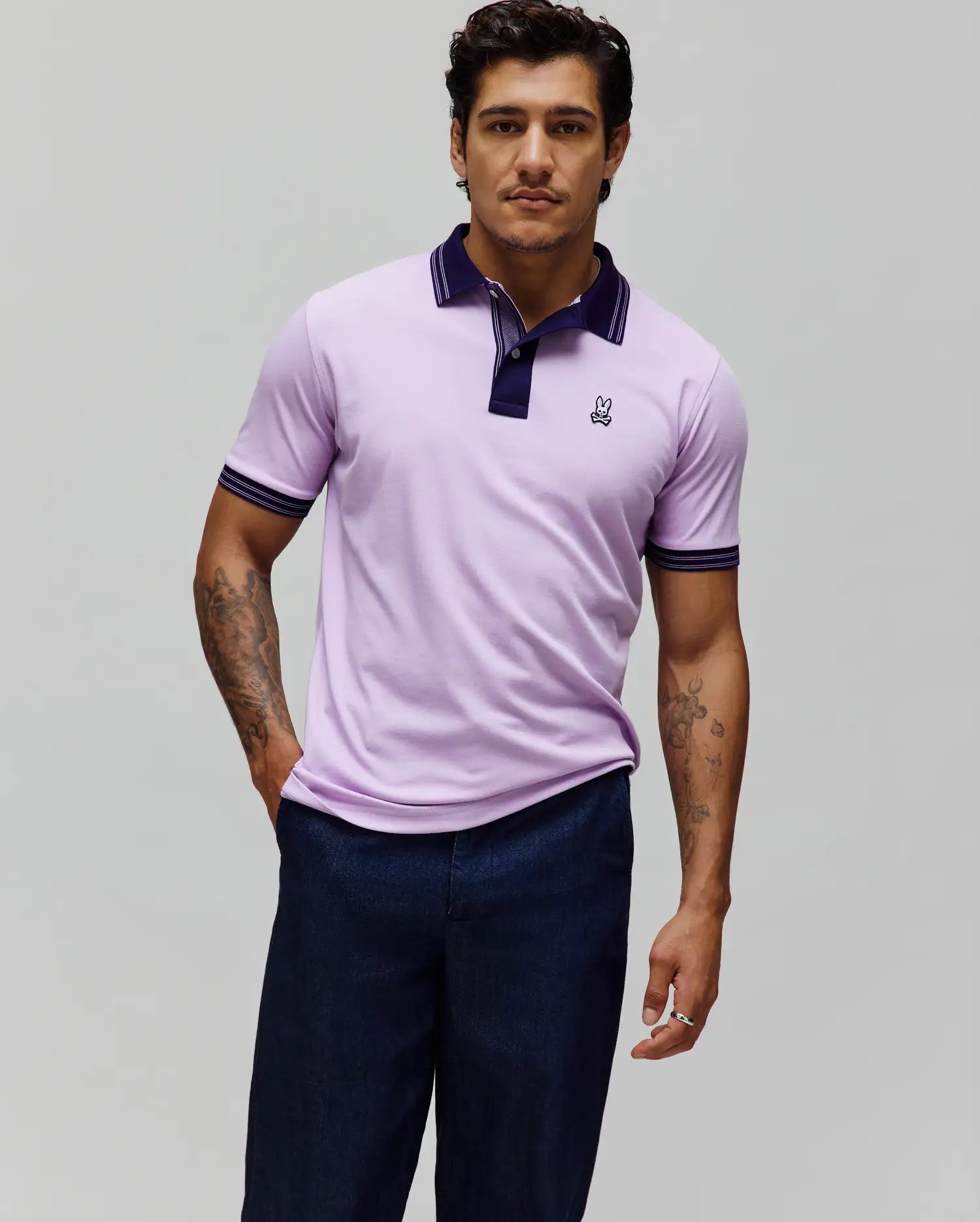 Psycho Bunny Men's Polos Kenyon Performance Pique Polo polo 507 Lavendula