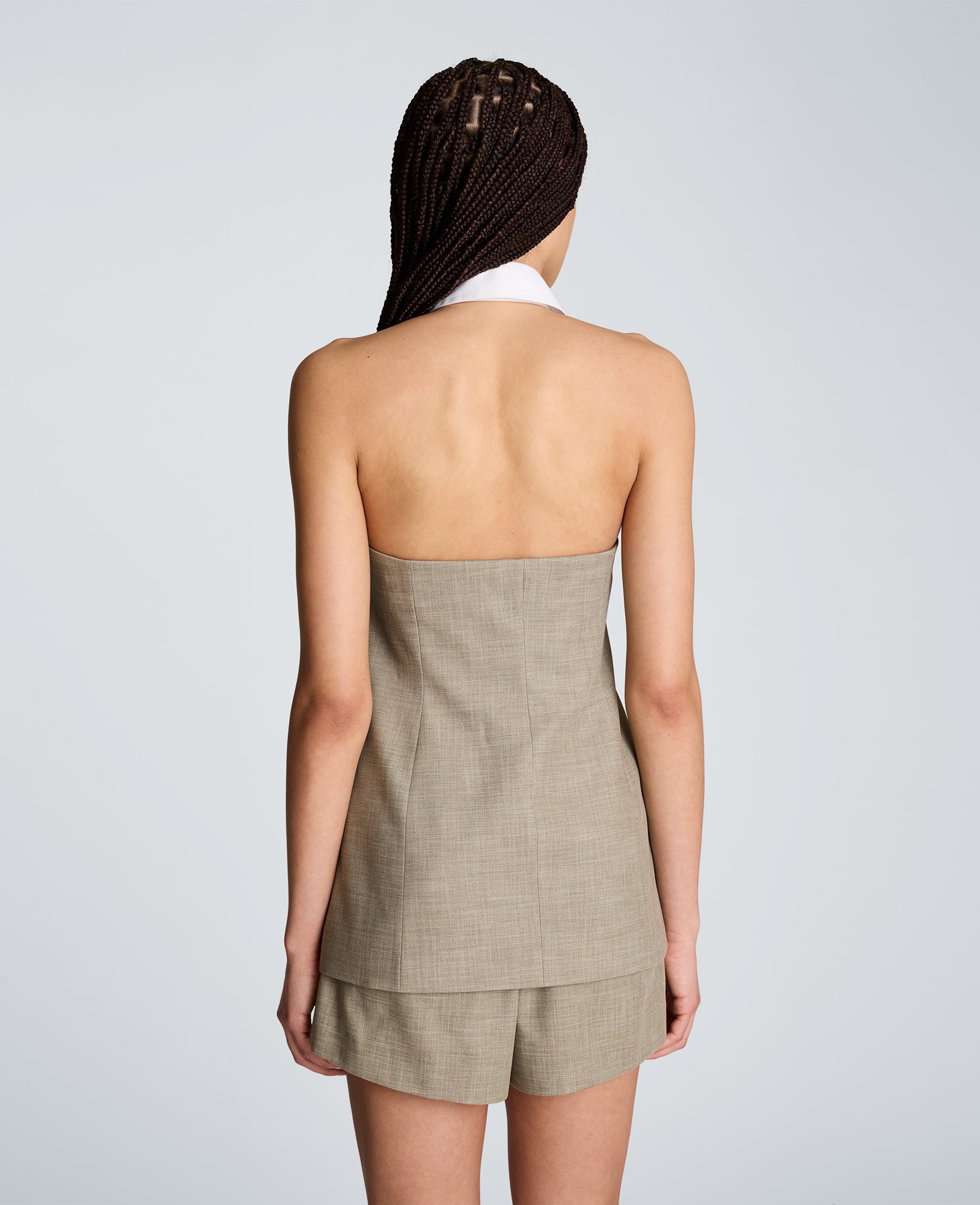Kenneth Cole Reaction Clothing Strapless Vest with Removeable Halter gilet Green Melange con laccio removibile