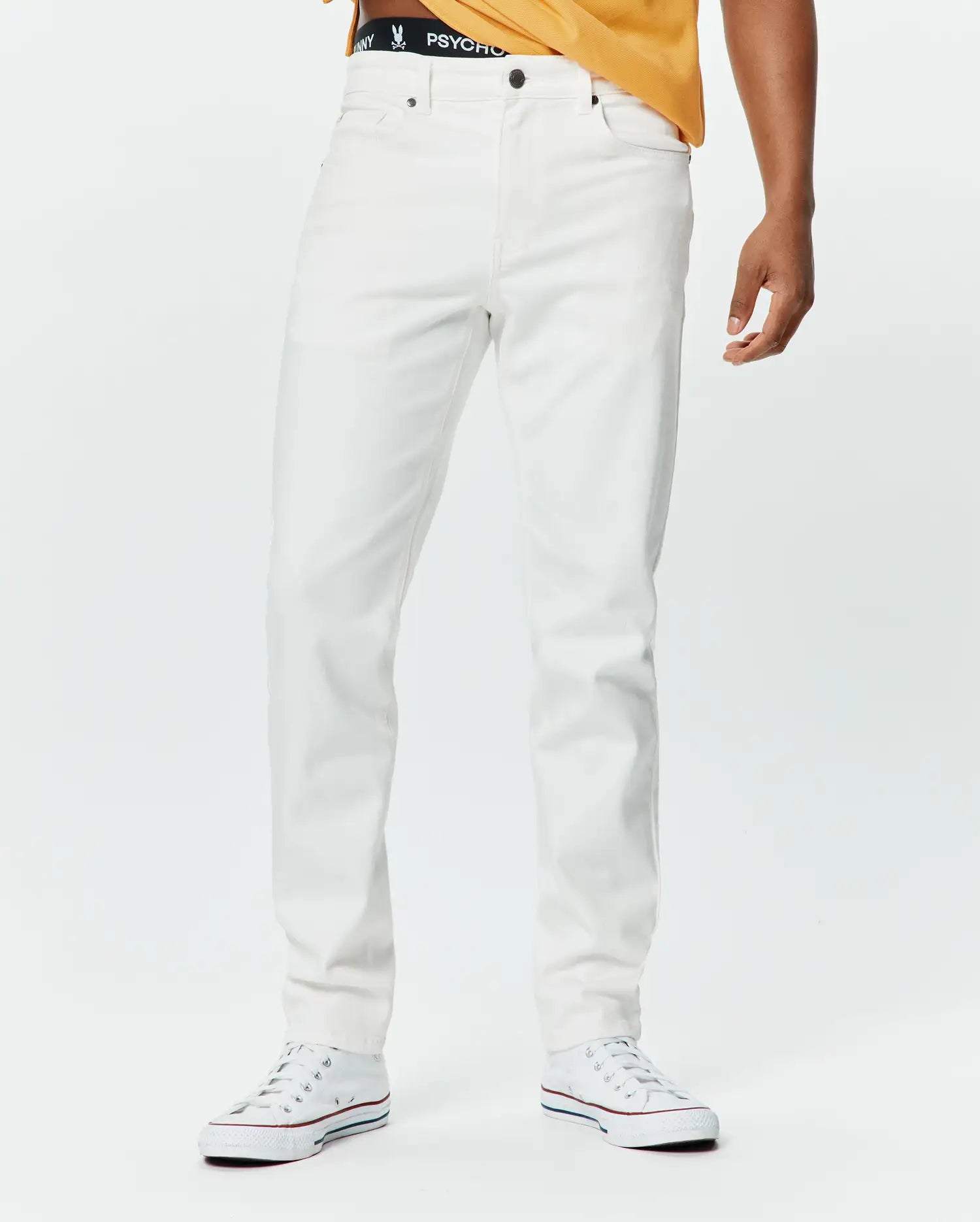 Psycho Bunny Men's Pants Emerson Slim Fit Denim Pant jeans ecru 32 L elasticizzati