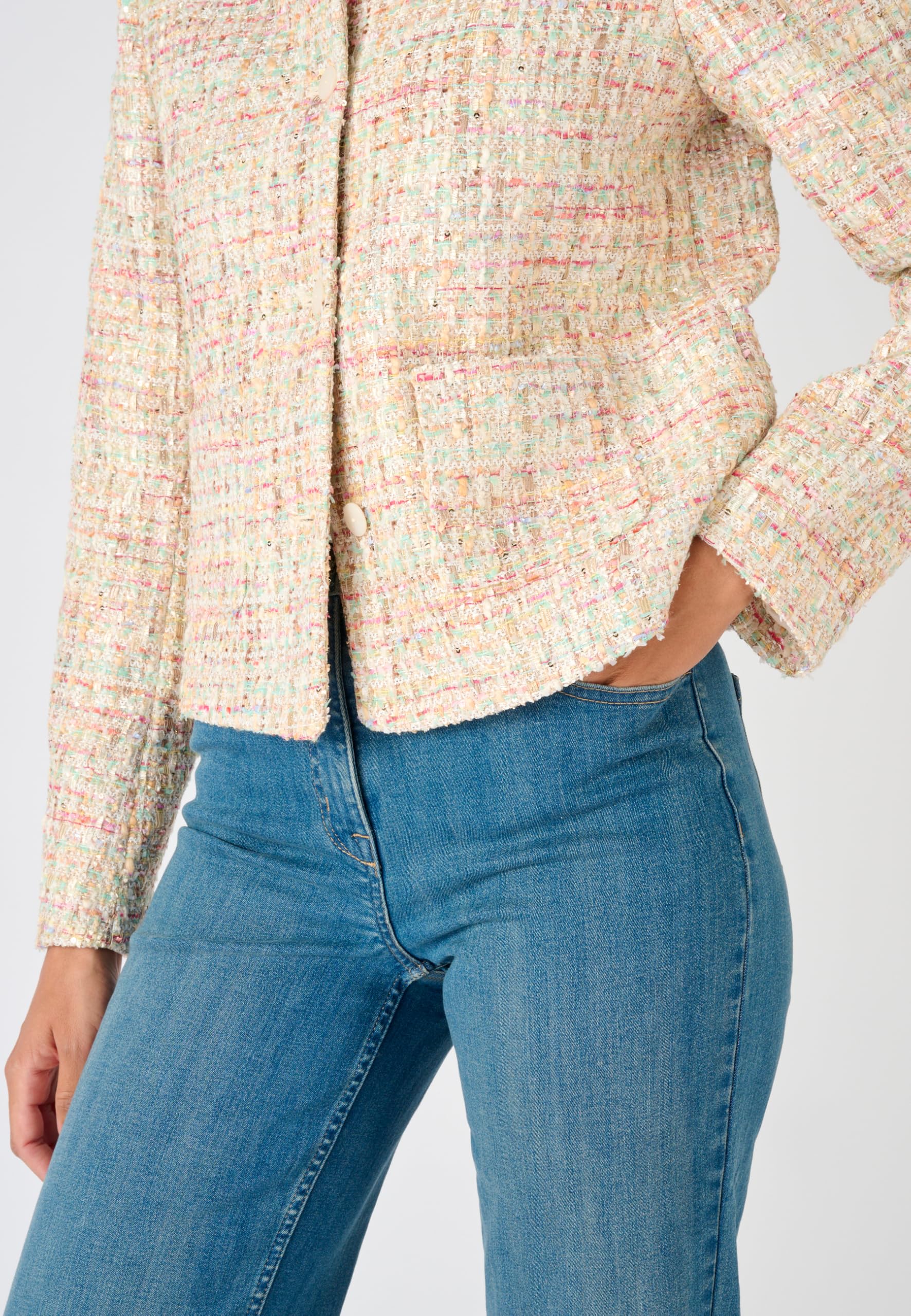 Damart Prêt-à-porter giacca effetto tweed donna 52 giallo multicolore