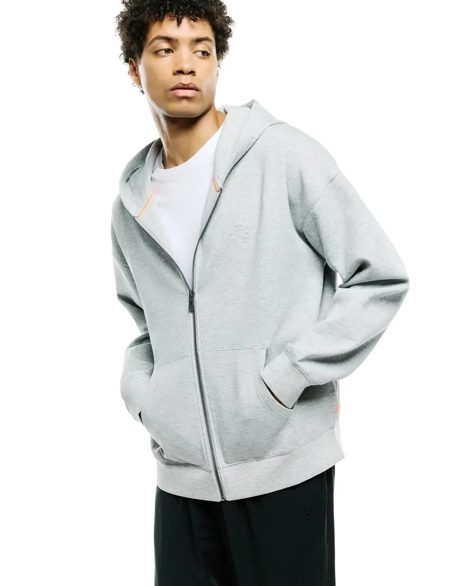 Psycho Bunny Men's Sweatshirts & Hoodies Jonathan Zip Hoodie felpa grigia