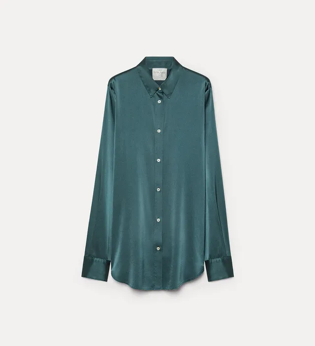 Forte camicie heavy silk satin shirt camicia jade