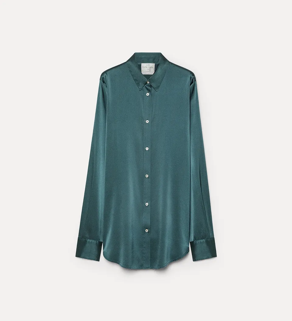 Forte camicie heavy silk satin shirt camicia jade