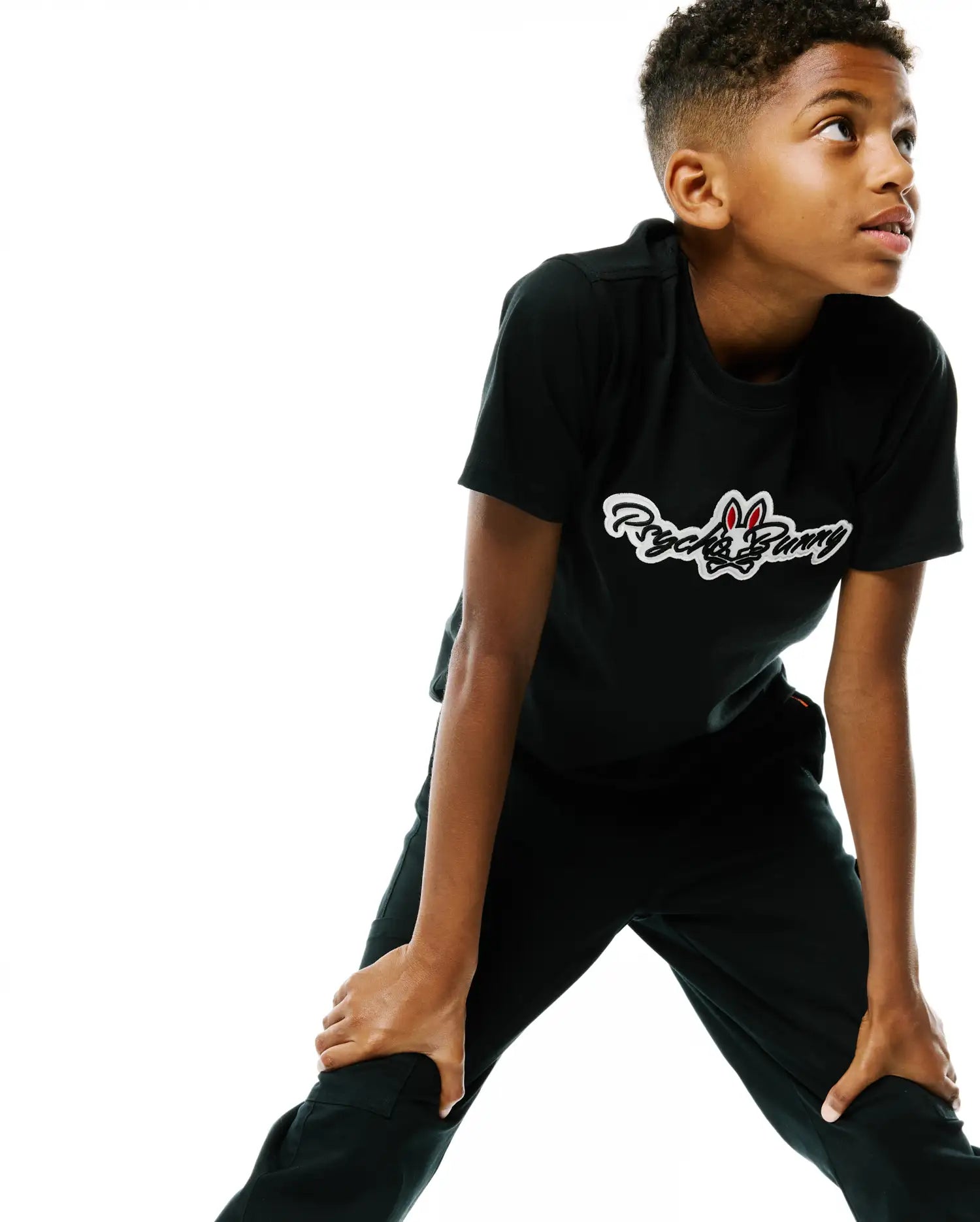 Psycho Bunny Kids Tees Jaydon Graphic Tee KT0200245 maglietta nera in cotone Pima