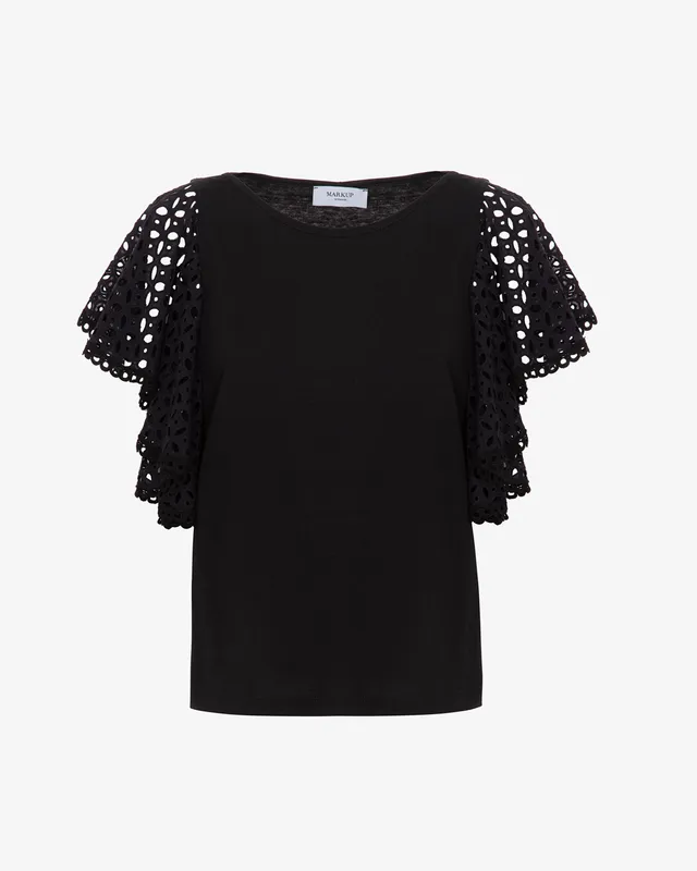 Markup Donna T-Shirt & Felpe T-shirt con maniche in pizzo sangallo