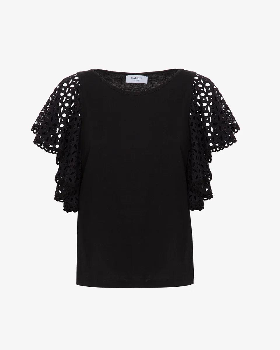 Markup Donna T-Shirt & Felpe T-shirt con maniche in pizzo sangallo