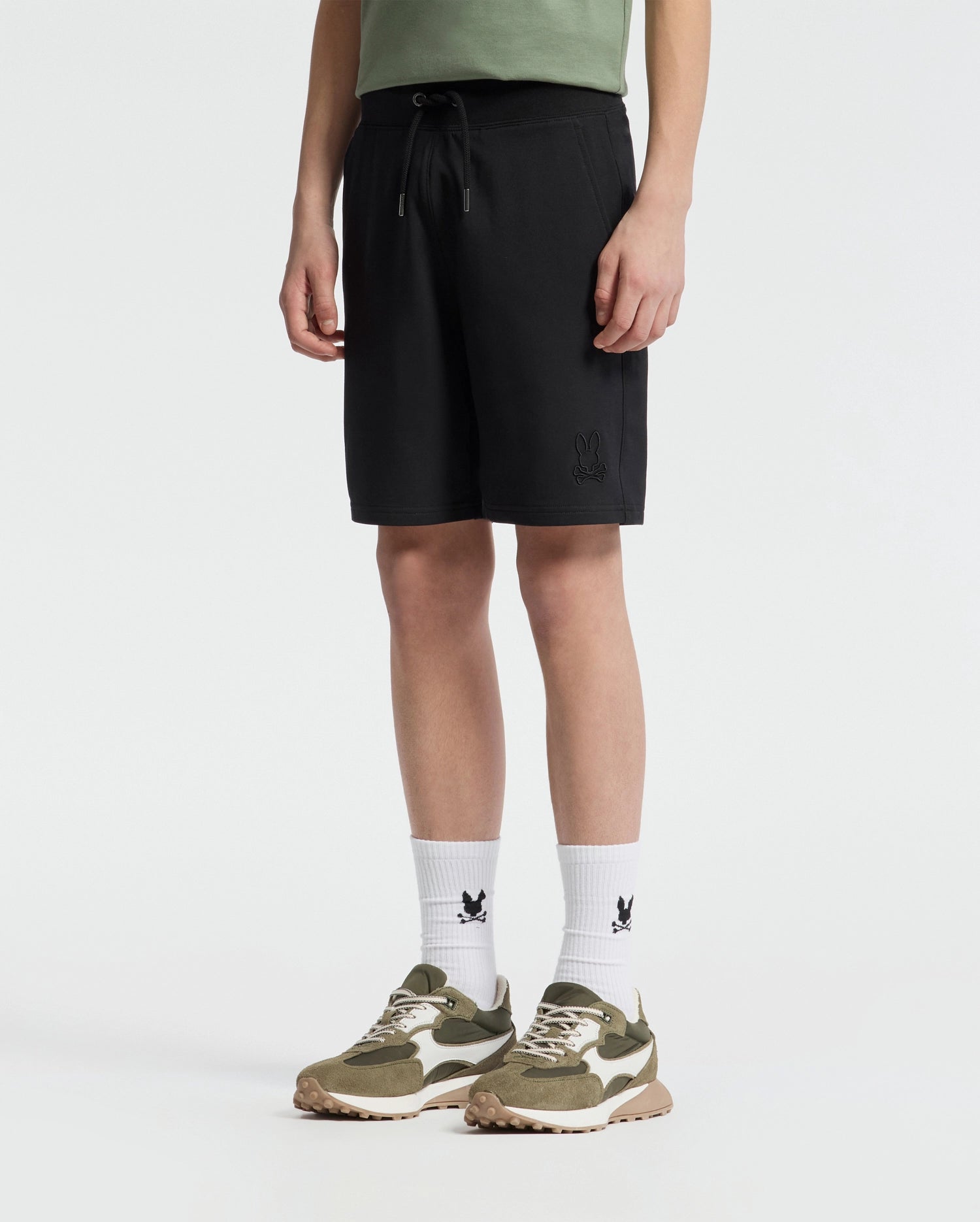 Psycho Bunny Kids Bottoms Levanzo pantaloncini neri in French Terry