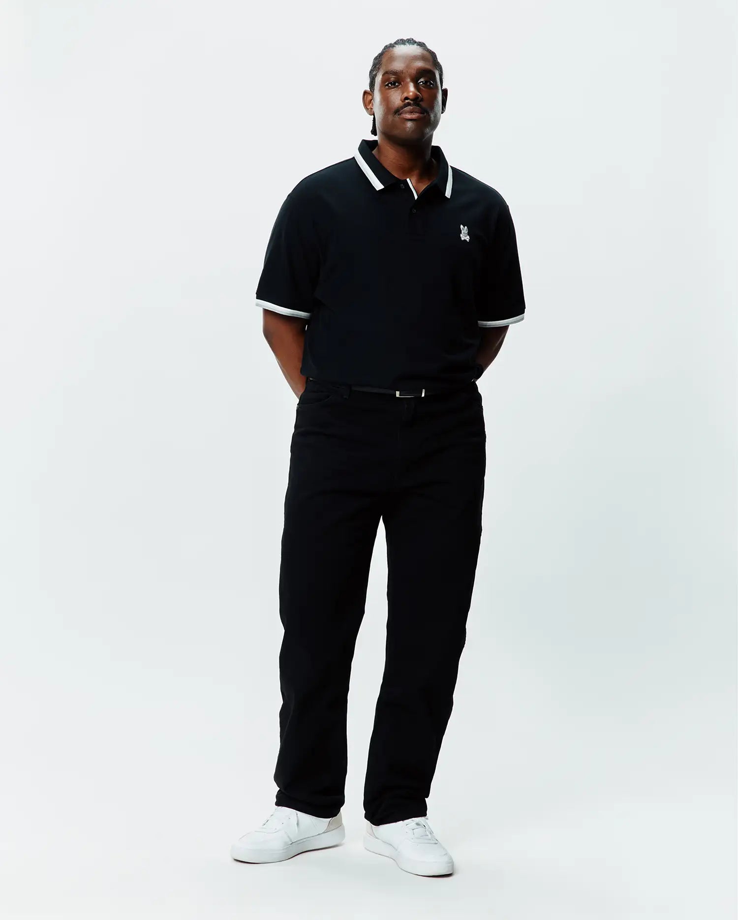 Psycho Bunny Big & Tall Holden Pique polo nera 1XL cotone Pima