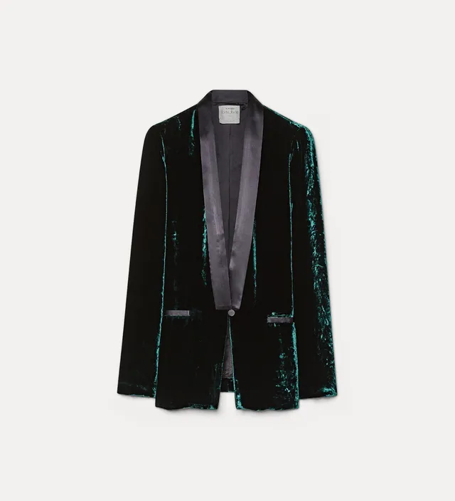Forte giacche Moiré Velvet Tuxedo Jacket giacca verde in velluto
