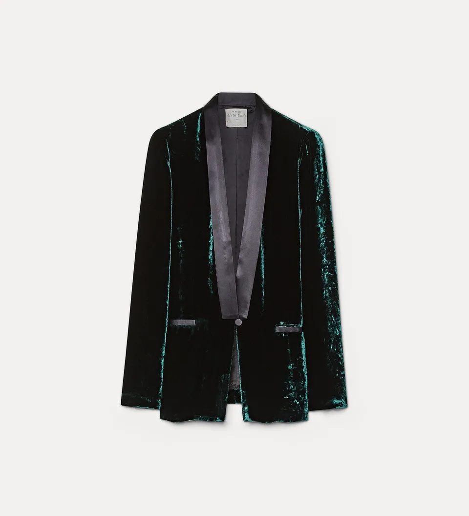Forte giacche Moiré Velvet Tuxedo Jacket giacca verde in velluto