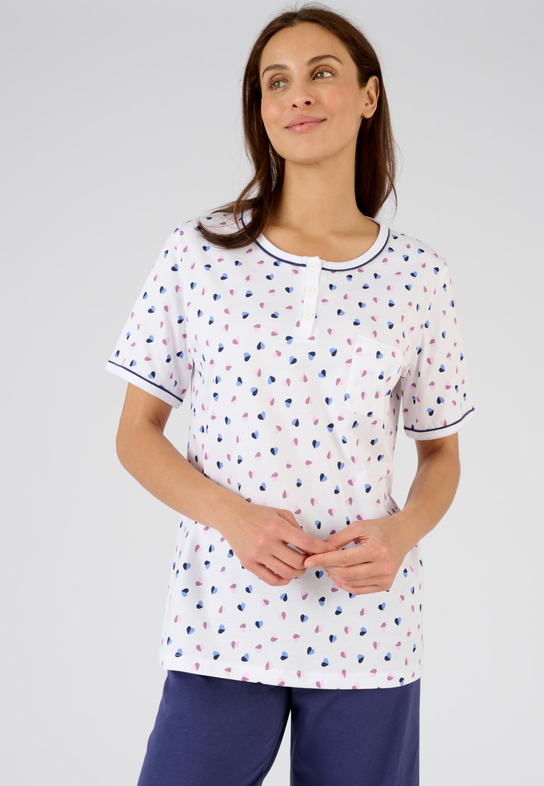 Damart Homewear Pyjacourt puro cotone pettinato XS blu marino