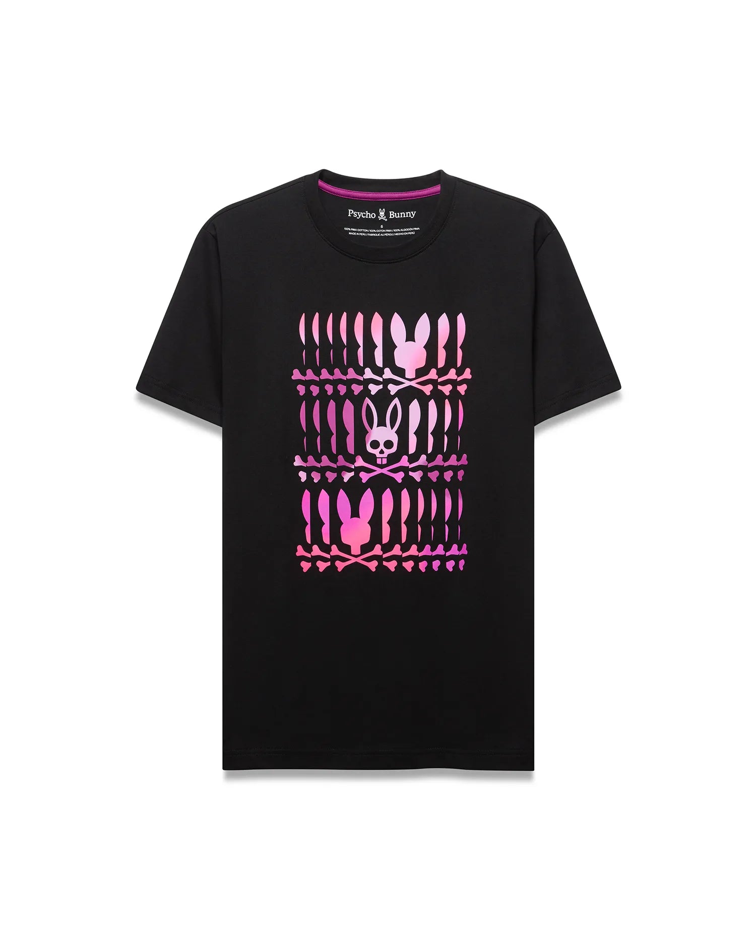 Psycho Bunny Men's Tees Lewis Pima Cotton Graphic Tee t-shirt nera in cotone Pima
