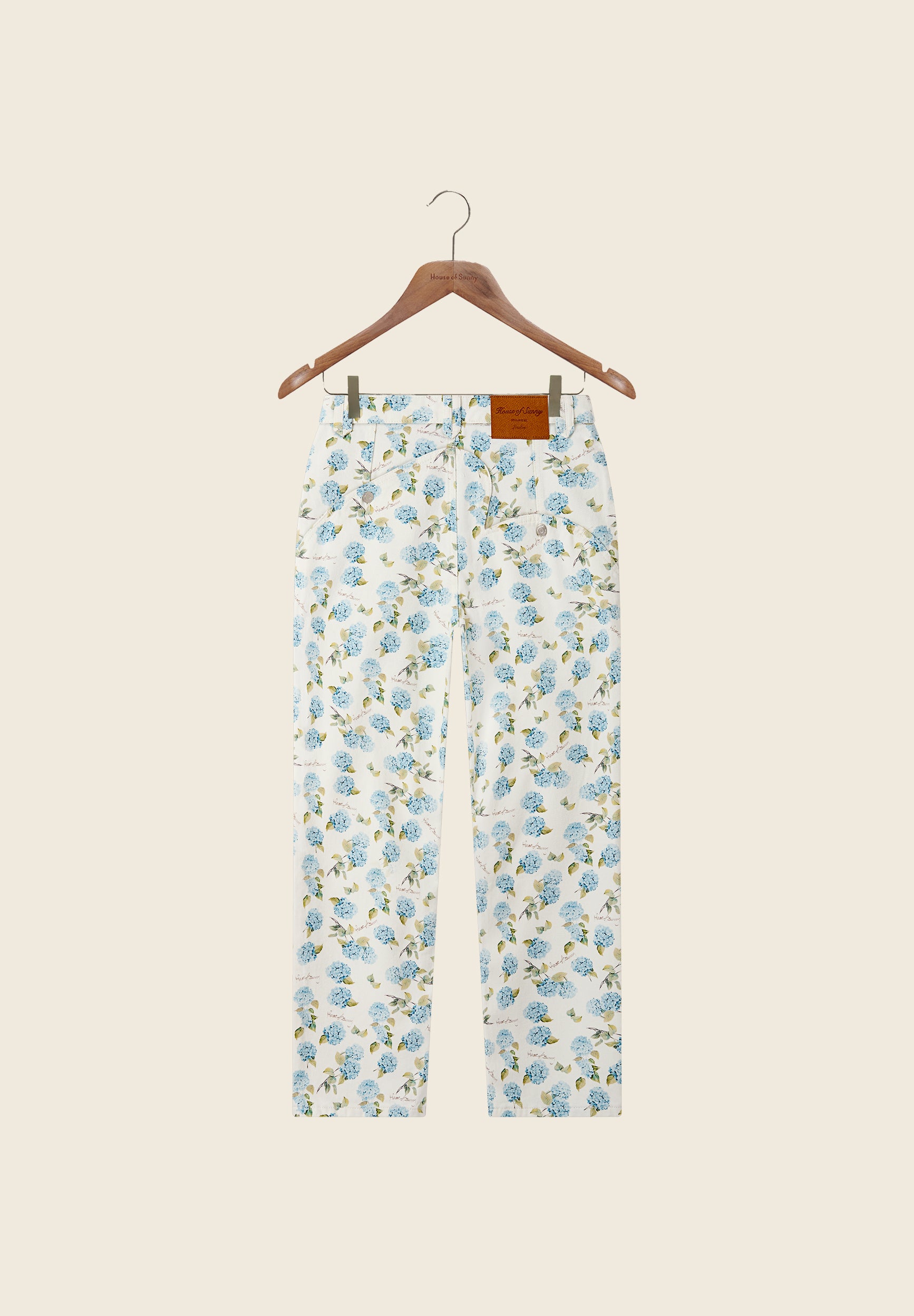 House Of Sunny Women's Denim Hydrangea Jessie Jeans jeans dritti taglie UK 6-18 stampa botanica
