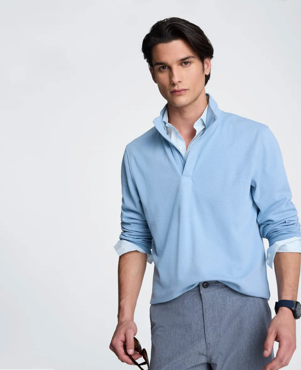 Kenneth Cole Reaction Clothing Hidden Placket Quarter Zip Sweater maglione blu faded