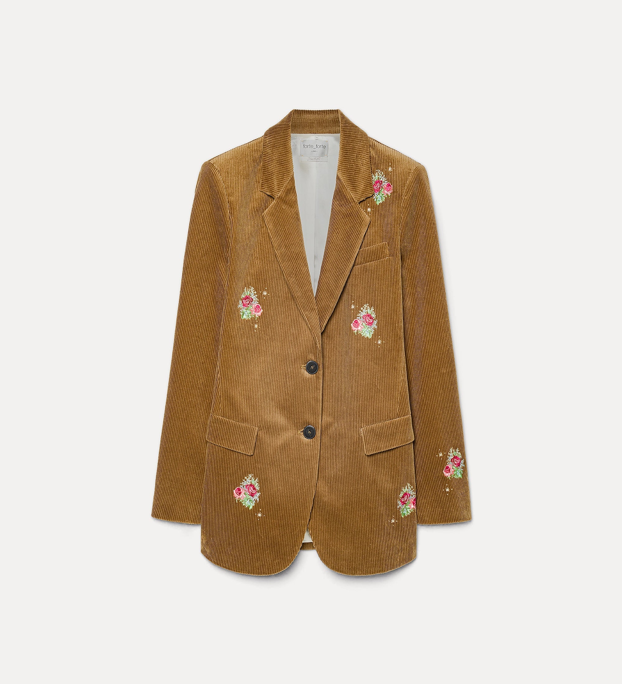 Forte giacche Bouquet Embroidery Jacket giacca marrone in velluto a coste