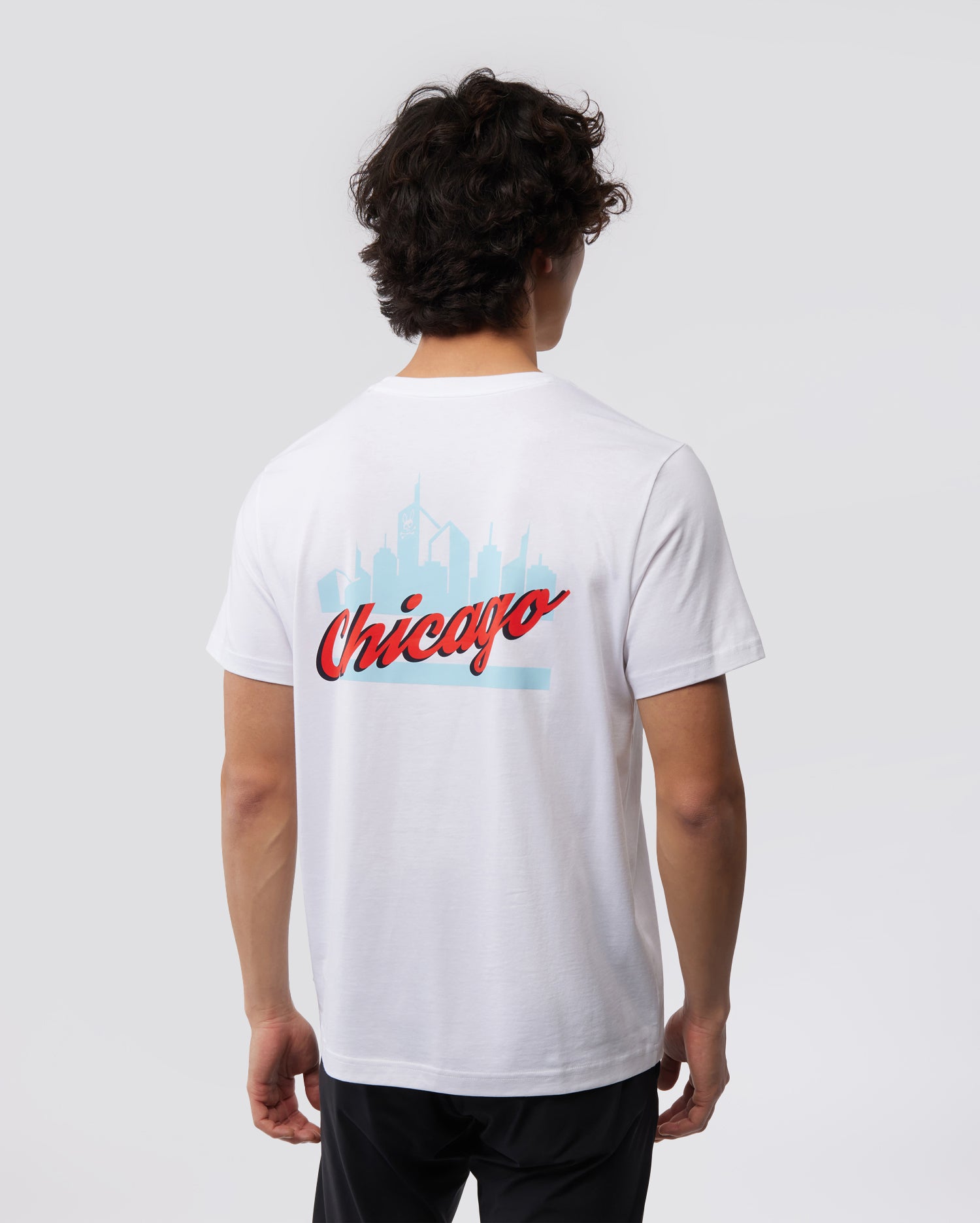 Psycho Bunny Men's Tees MENS CHICAGO CITY TEE B6U551W1PC t-shirt bianca in cotone Pima