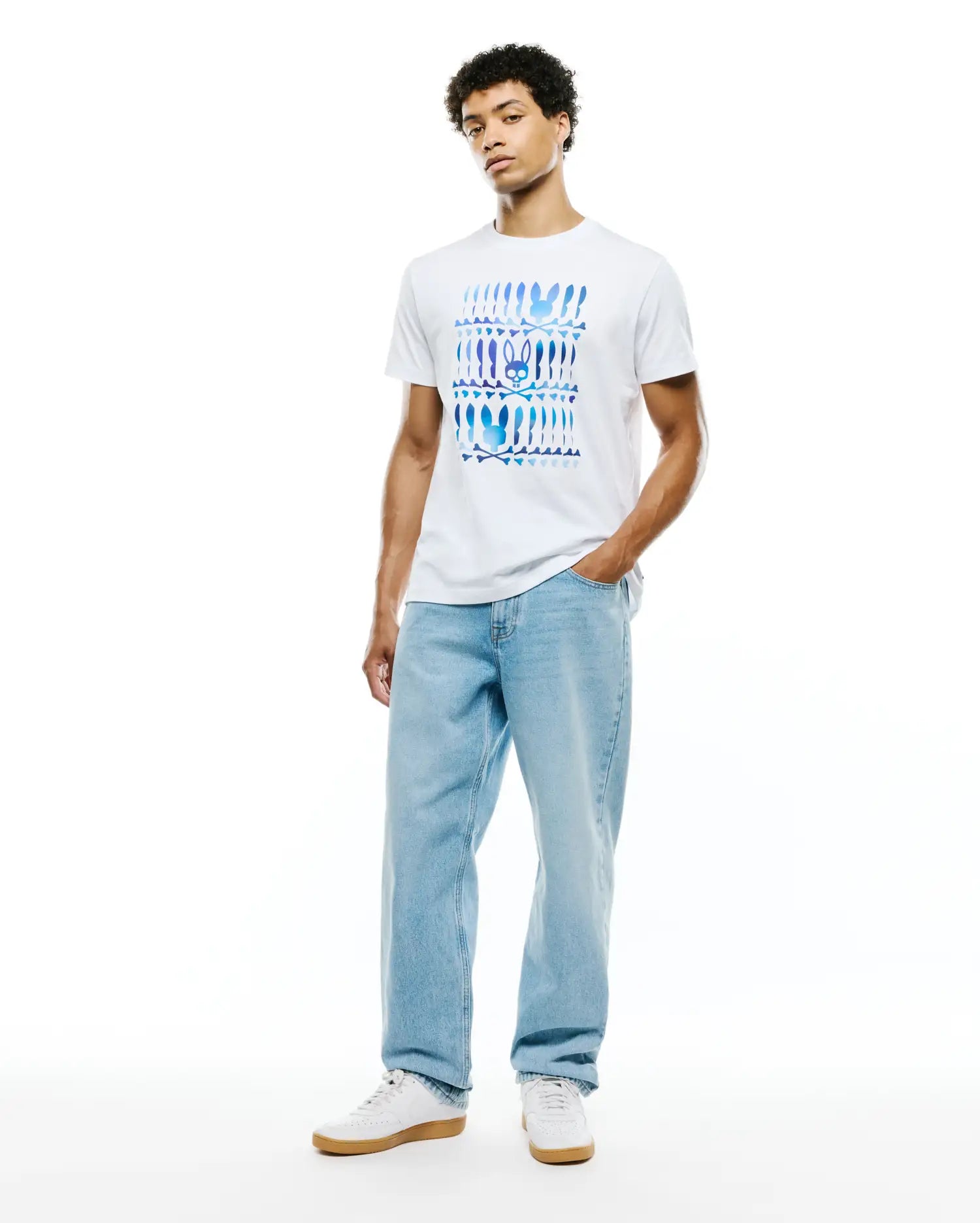 Psycho Bunny Men's Tees Lewis Pima Cotton Graphic Tee maglietta bianca