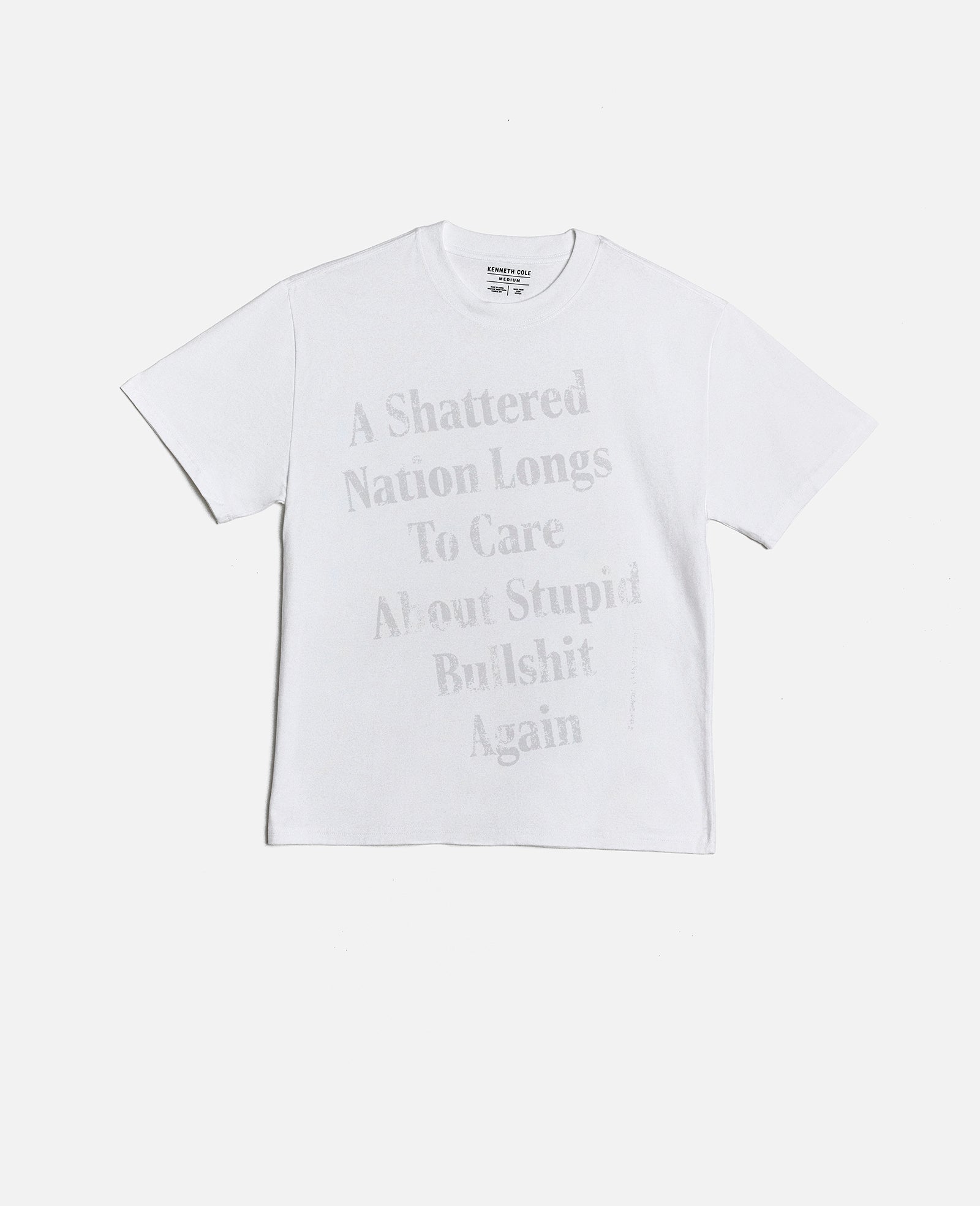 Kenneth Cole Reaction Clothing The Onion SHATTERED NATION Unisex Tee maglietta bianca cotone pesante