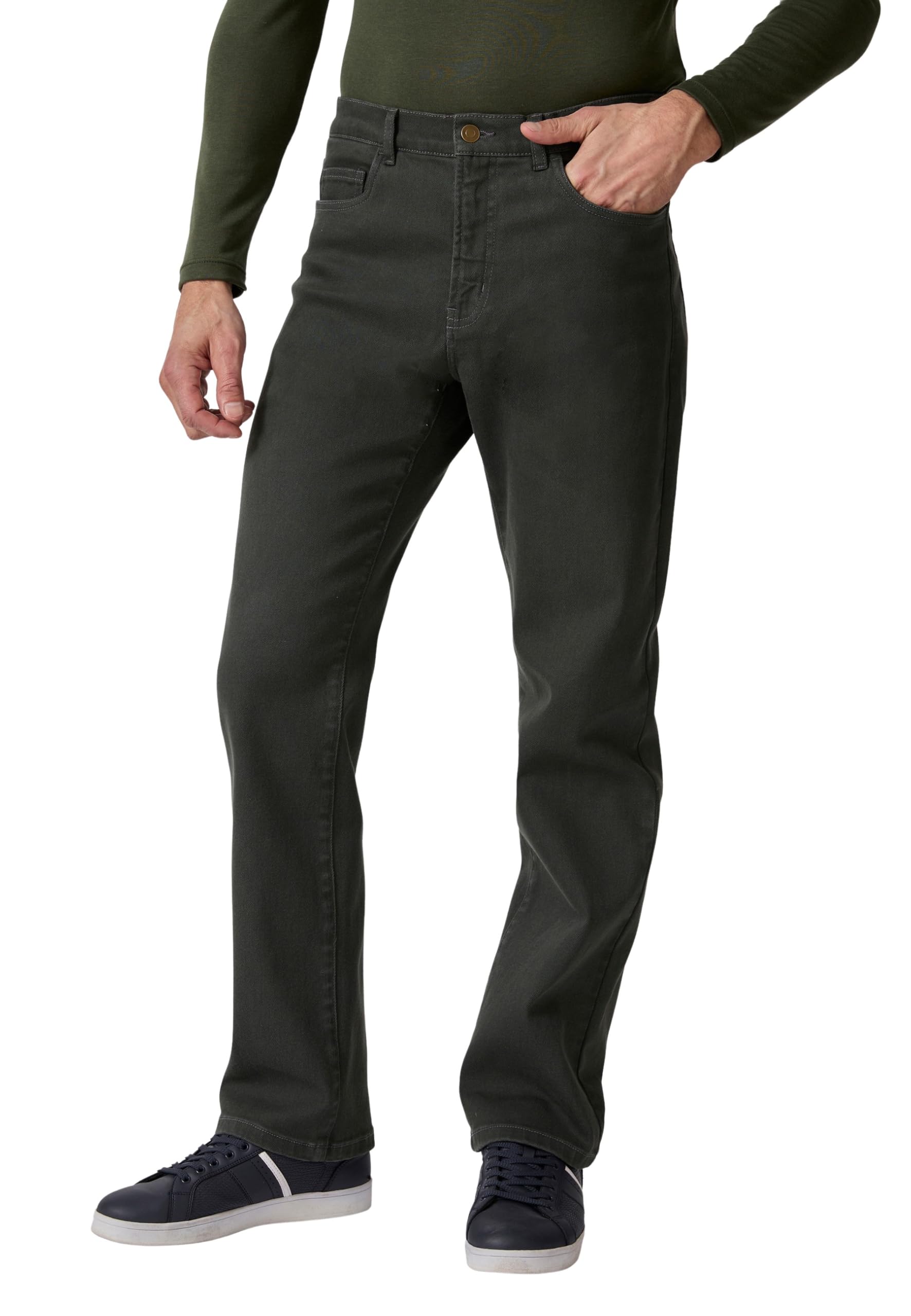 Damart Prêt-à-porter Pantaloni 5 Tasche da uomo dritta 46 Marrone Beige cotone
