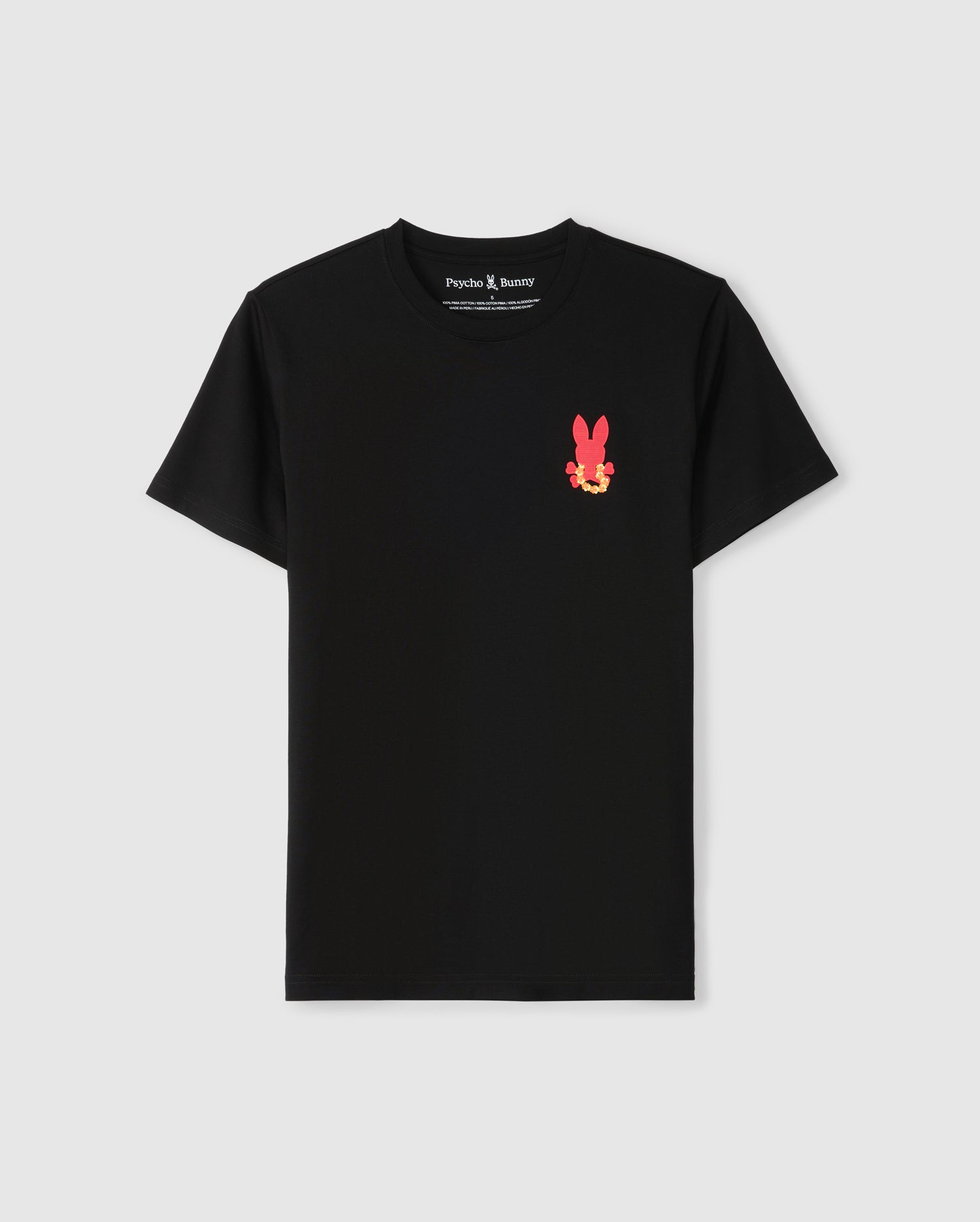 Psycho Bunny Men's Tees Hawaii City Tee B6U169Y1PC t-shirt nera in cotone Pima