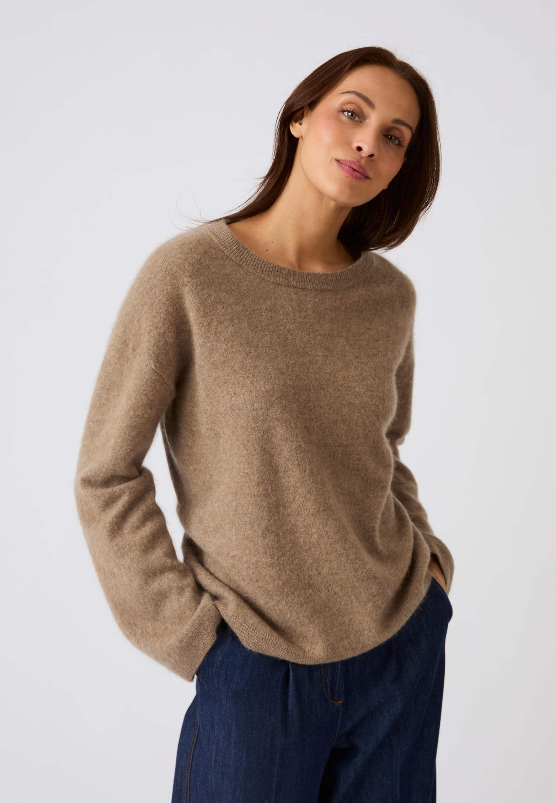Damart Prêt-à-porter maglione donna lana spazzolata marrone cioccolato 50-52