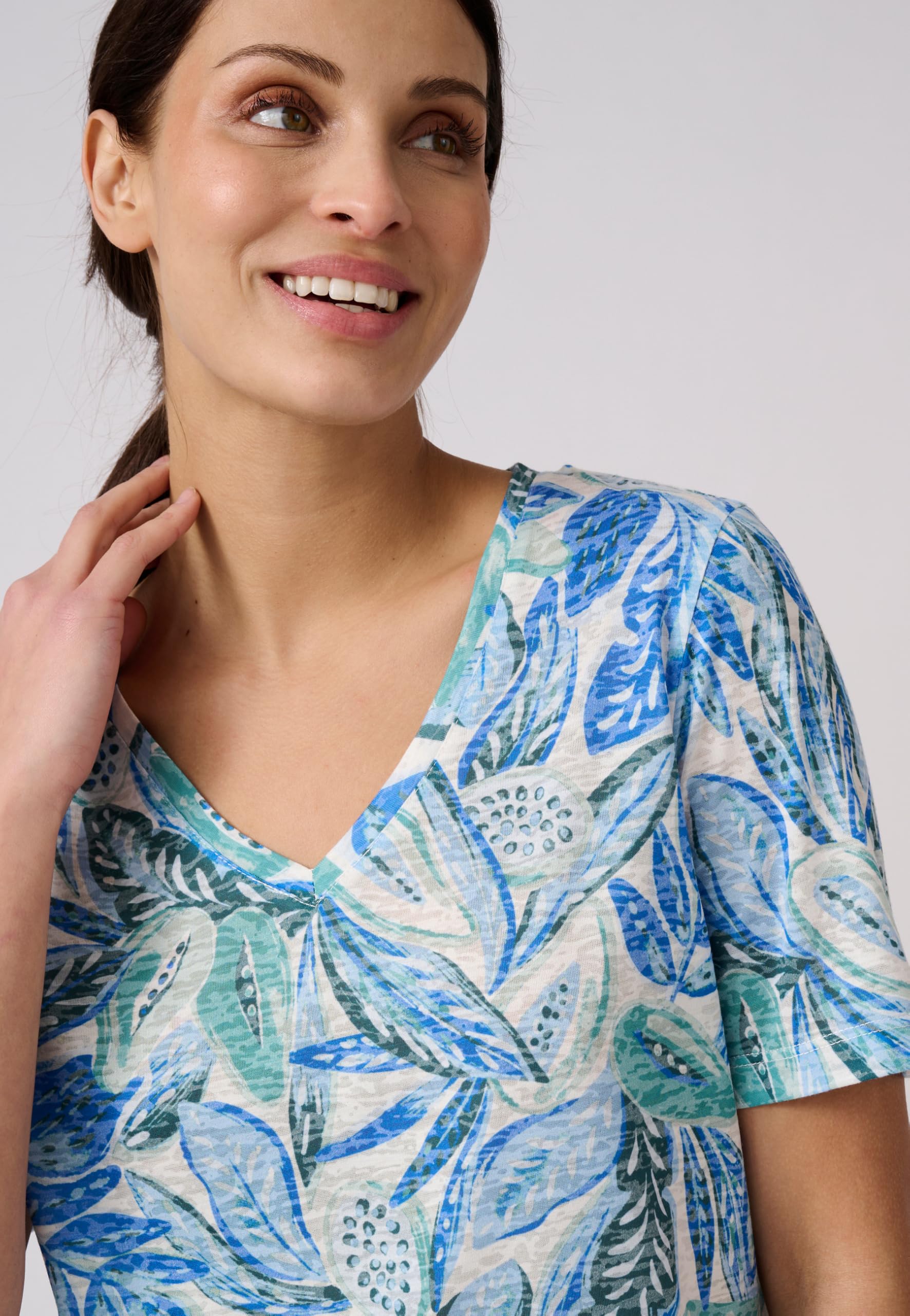 Damart Prêt-à-porter maglietta in maglia divorata donna verde scollo a V
